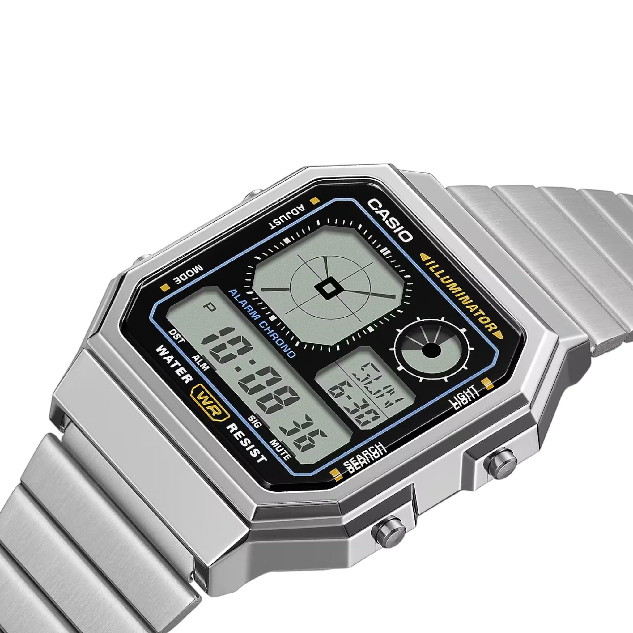 Montre Casio Mixte Vintage A130WE-1A Quartz Digitale Argent Noir