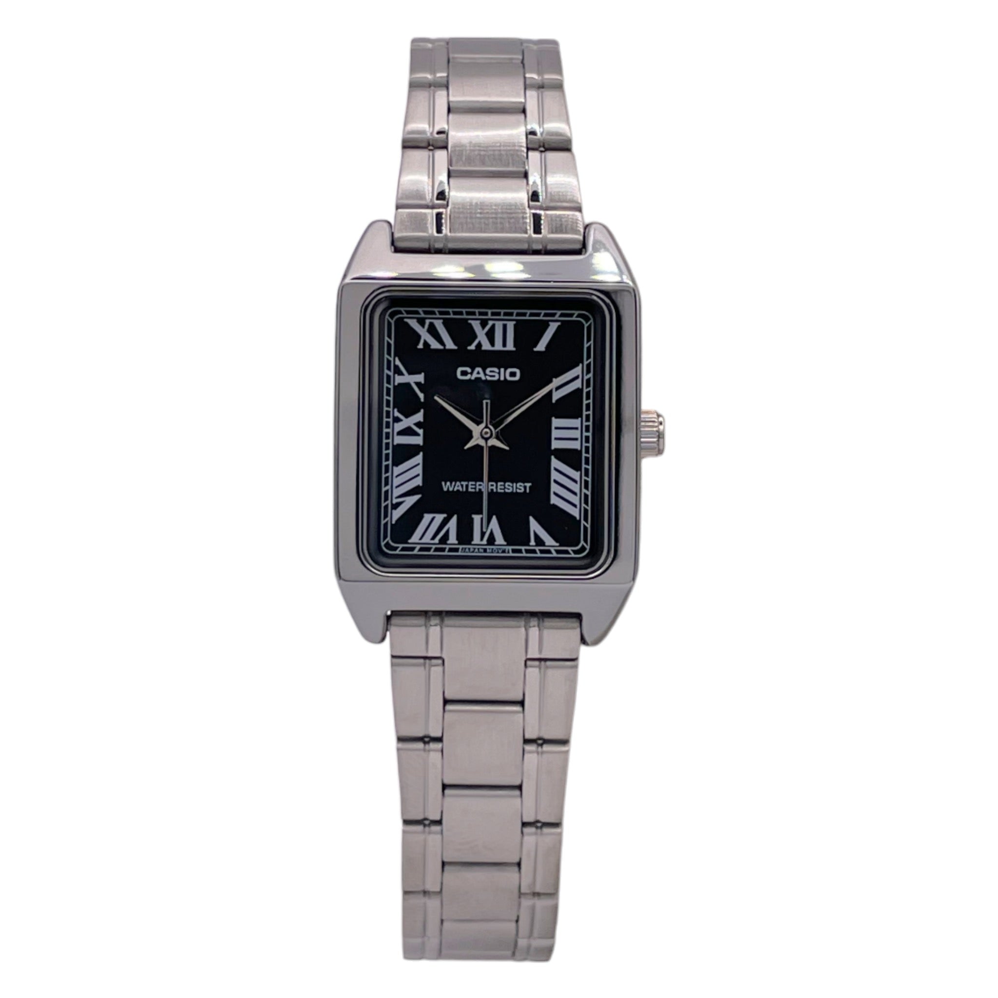 Casio Vintage Standard Damenuhr mit römischem Zifferblatt LTP-V007D-1B, schwarz