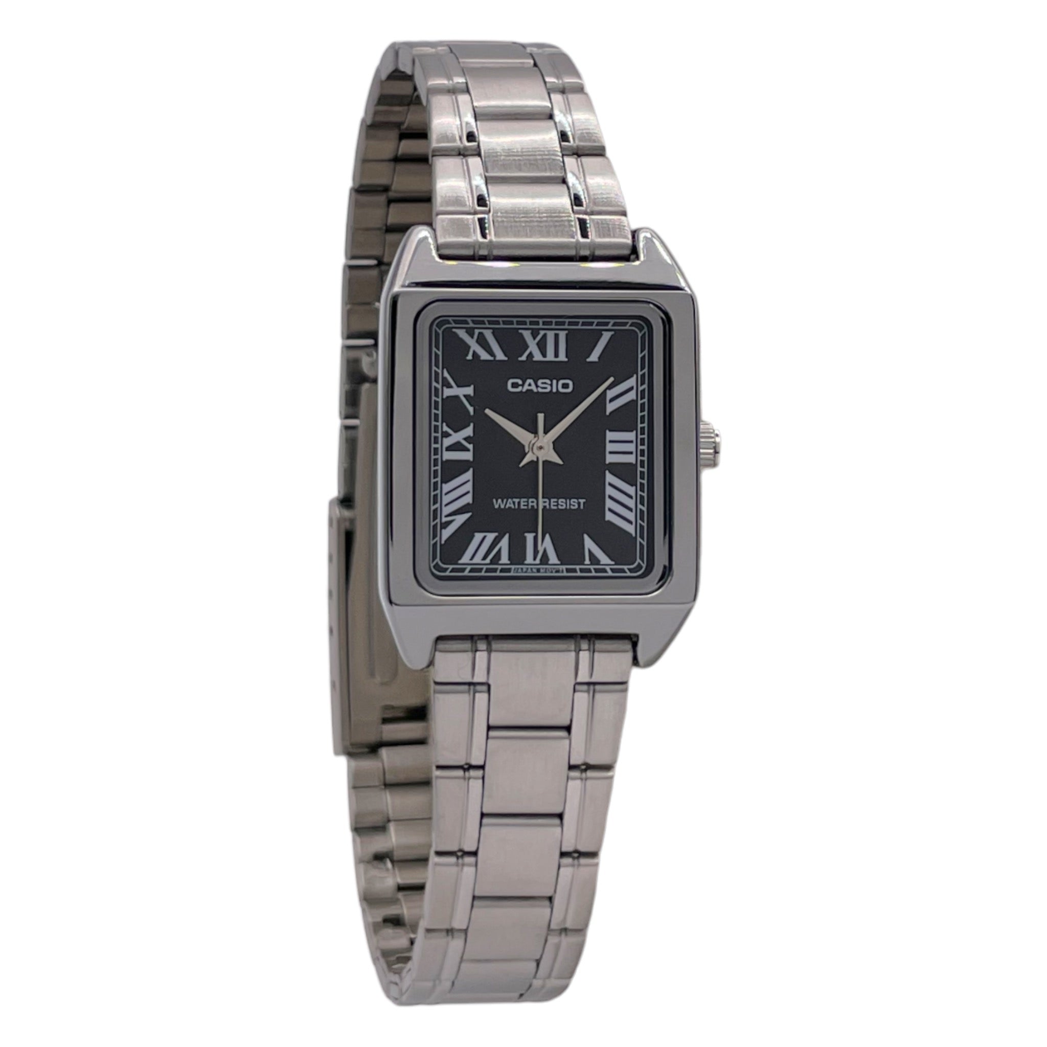 Casio Vintage Standard Damenuhr mit römischem Zifferblatt LTP-V007D-1B, schwarz