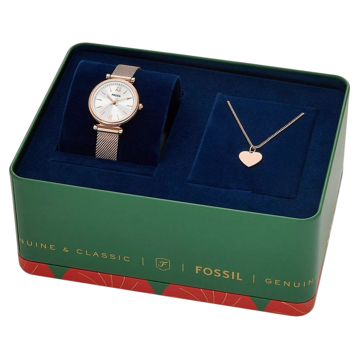 Montre Fossil Carlie ES5314SET Femme Or Rose avec collier