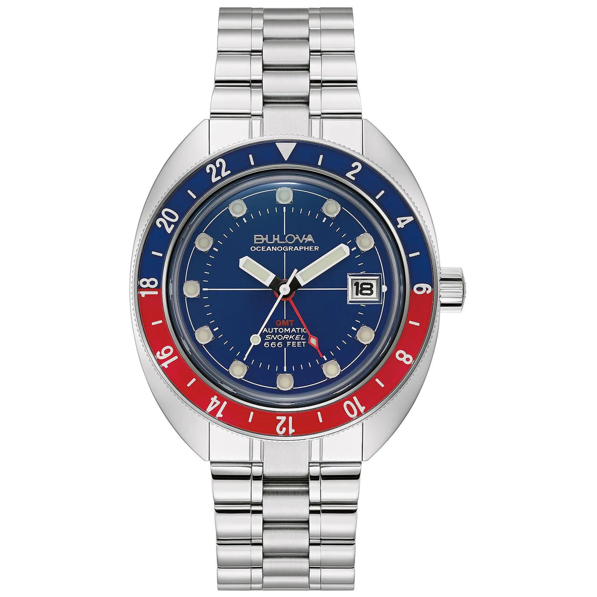 Bulova 96B405 Snorkel GMT Automatikuhr 41mm Blau Herren