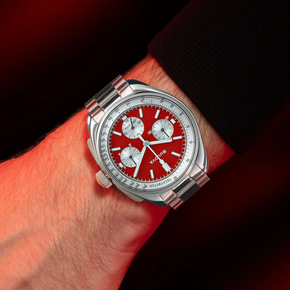 Bulova 96K115 Lunar Pilot Chronograph 43,5 mm Herrenuhr Rot