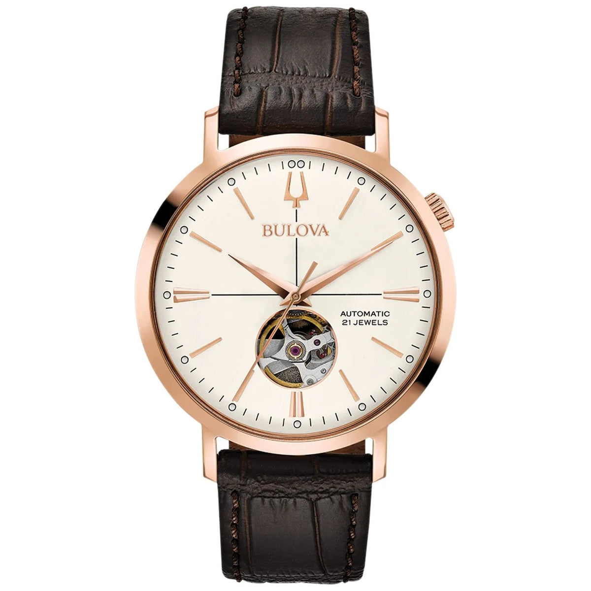 Bulova 97A136 Aerojet Automatic 41mm Silver-Tone Leather Men's Watch