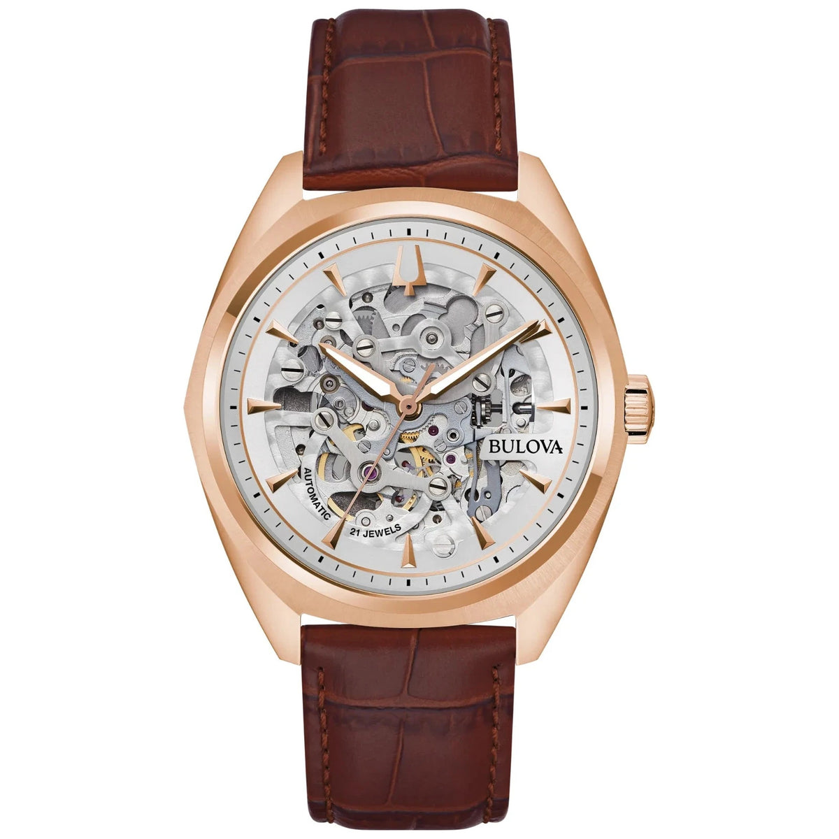 Montre Bulova 97A175 old classic Automatique 41mm Cuir Argenté Homme