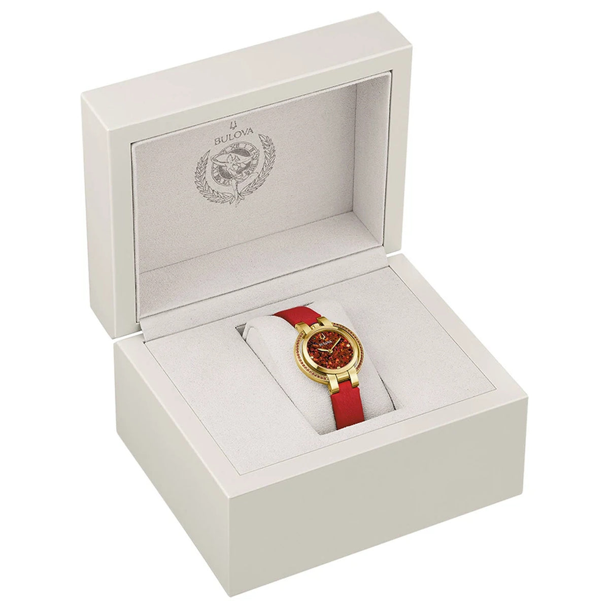 Bulova 97R105 Rubaiyat Diamonds 30.5mm Red Leather Women's Watch