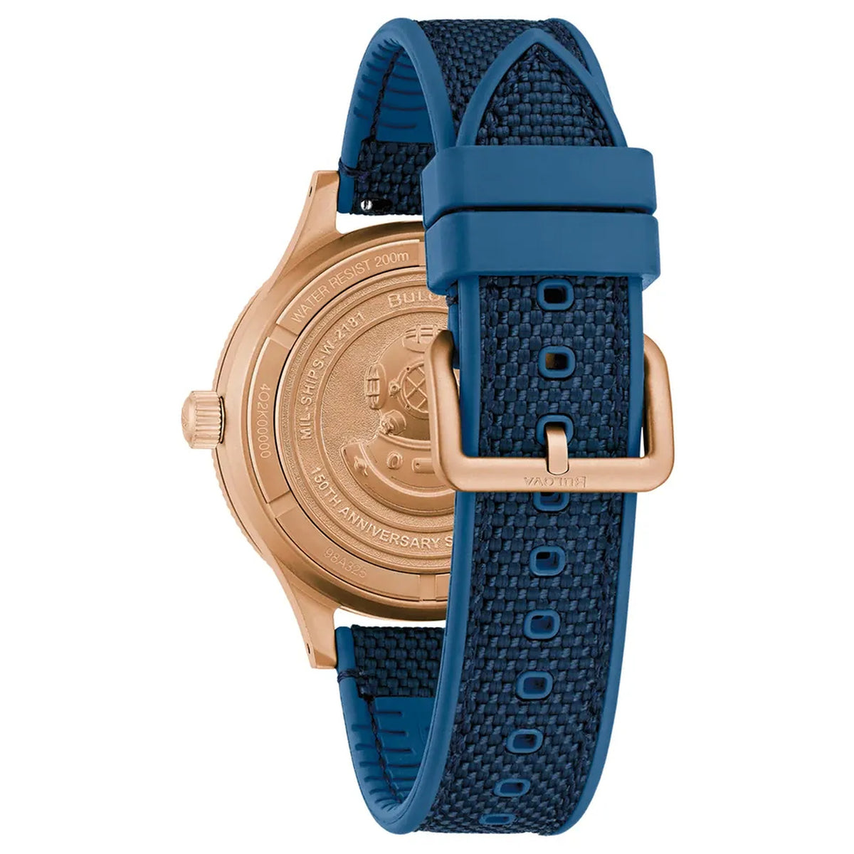 Bulova 98A325 Mil-Ship Automatikuhr 41 mm Bronze blaues Cordura-Polyester Herren