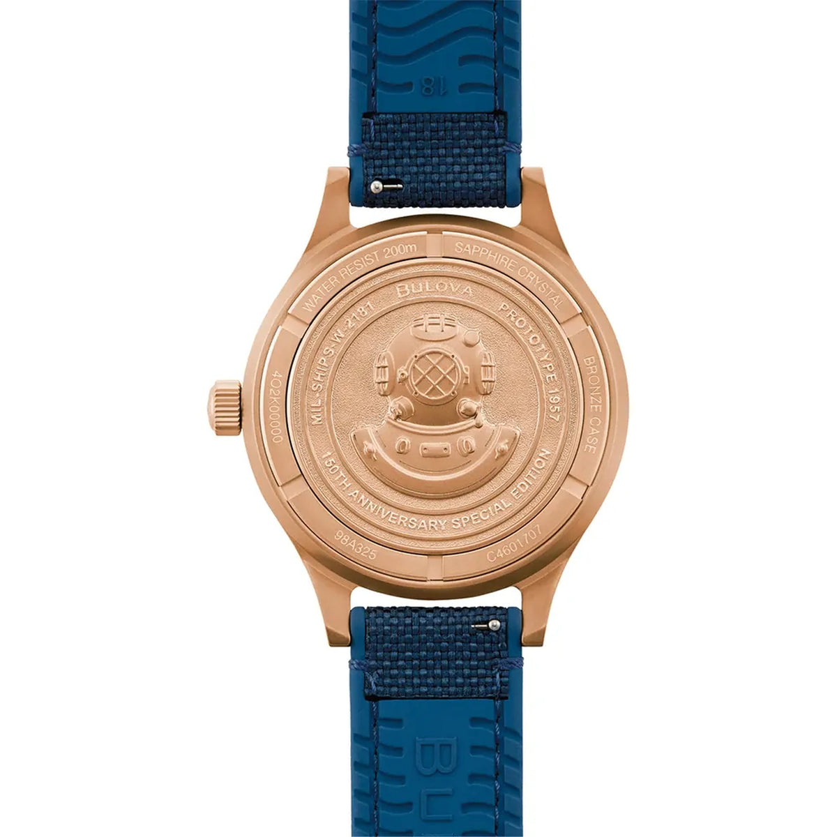 Bulova 98A325 Mil-Ship Automatikuhr 41 mm Bronze blaues Cordura-Polyester Herren
