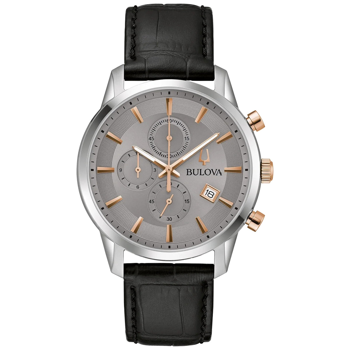 Bulova 98B409 Sutton Chronograph 41mm Herrenuhr graues Leder