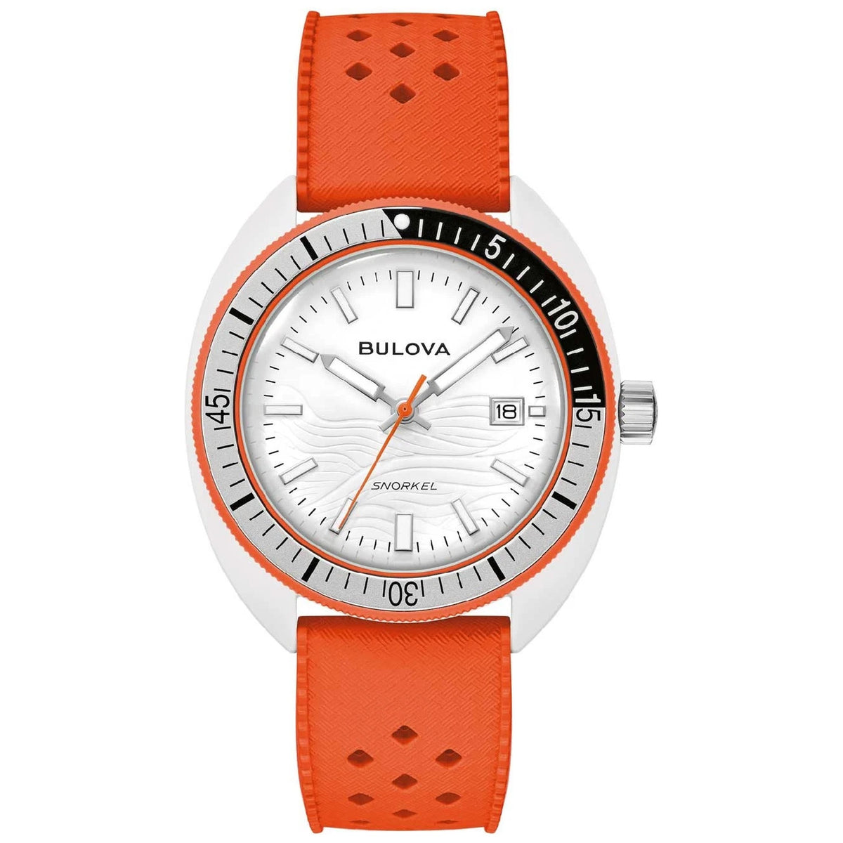 Montre Bulova 98B448 Snorkel 41mm Céramique hybride Caoutchouc Blanc Homme