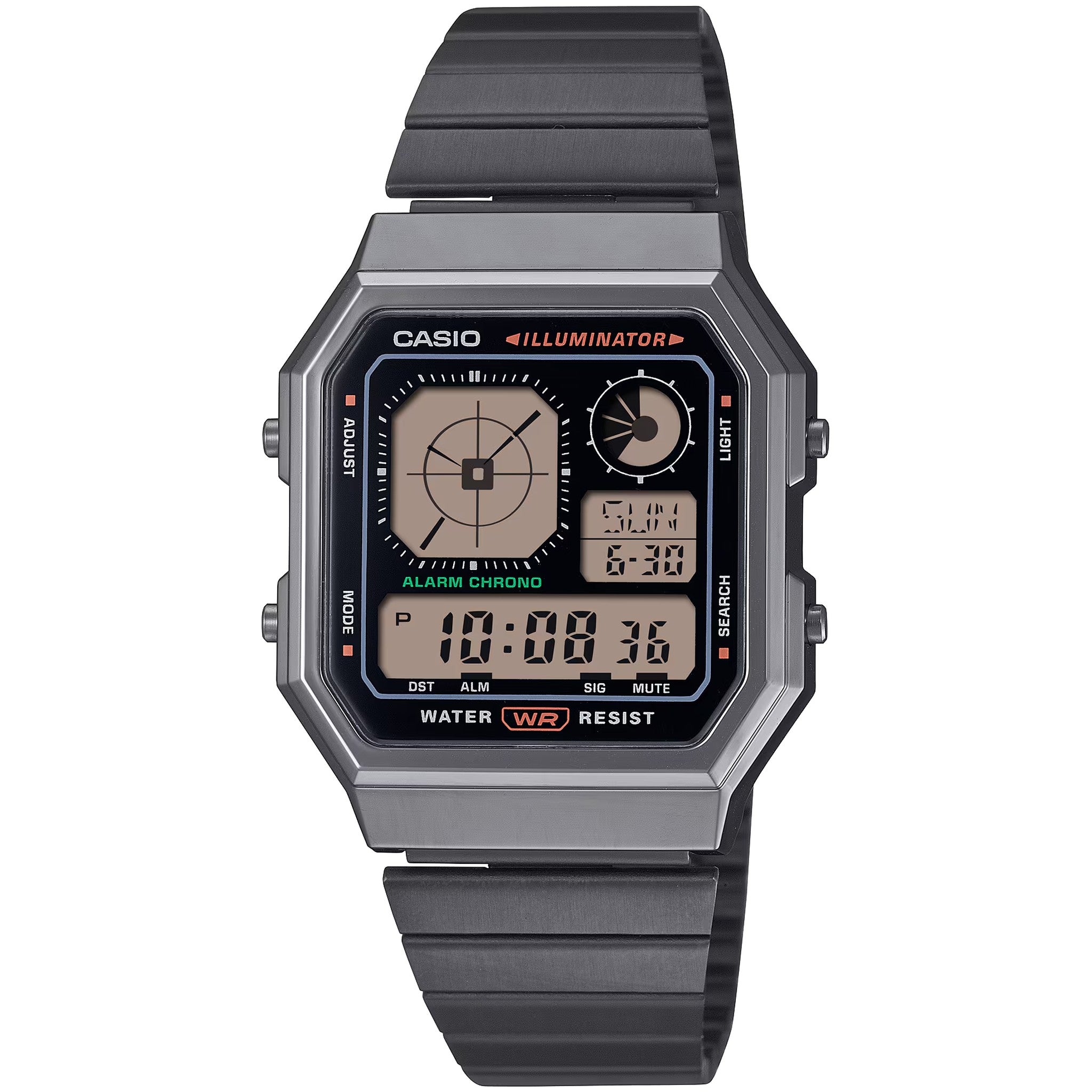Montre Casio Mixte Vintage A130WEGG-1A Quartz Digitale Gris Noir