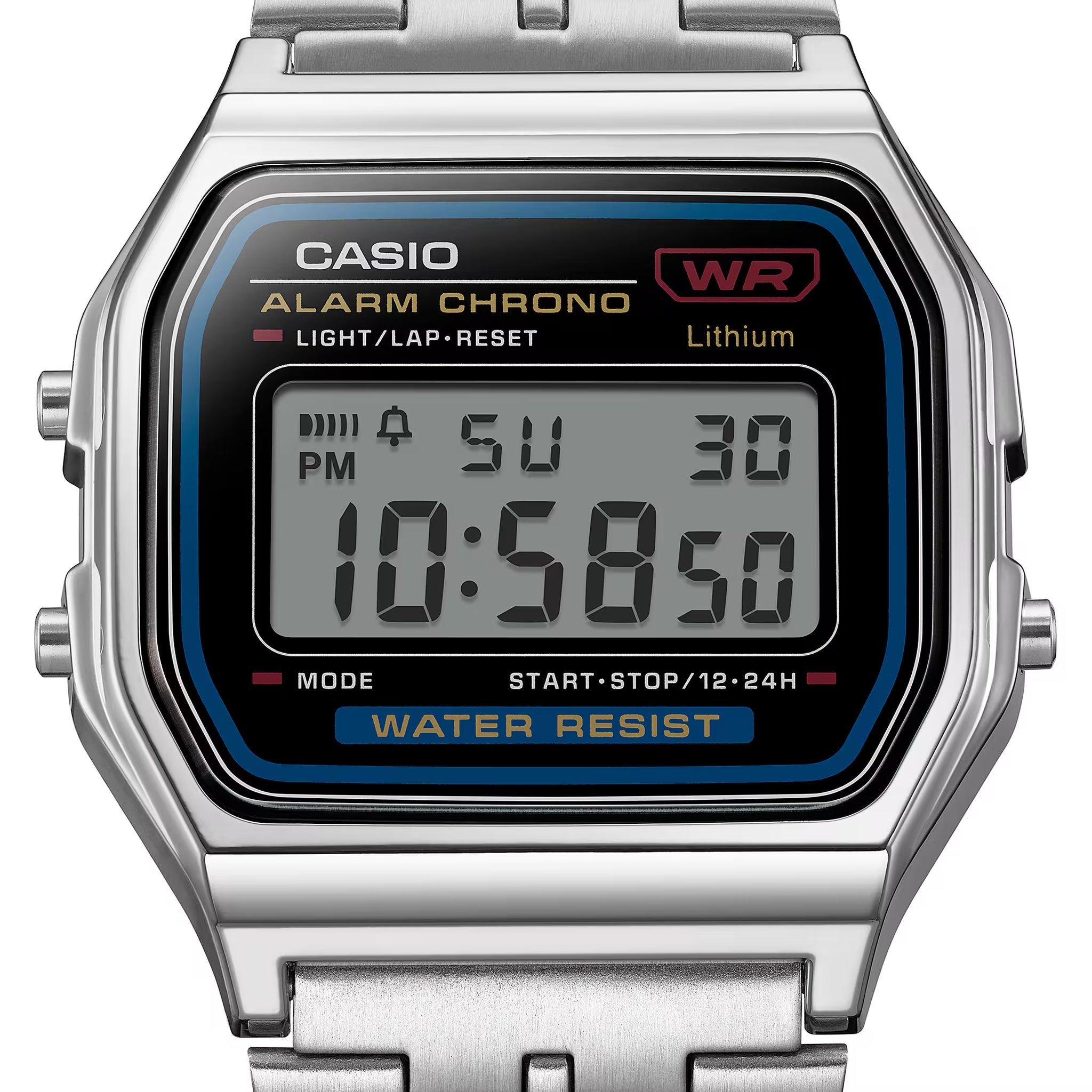 Montre Casio Mixte Vintage A159W-N1 Quartz Digitale Argent Noir