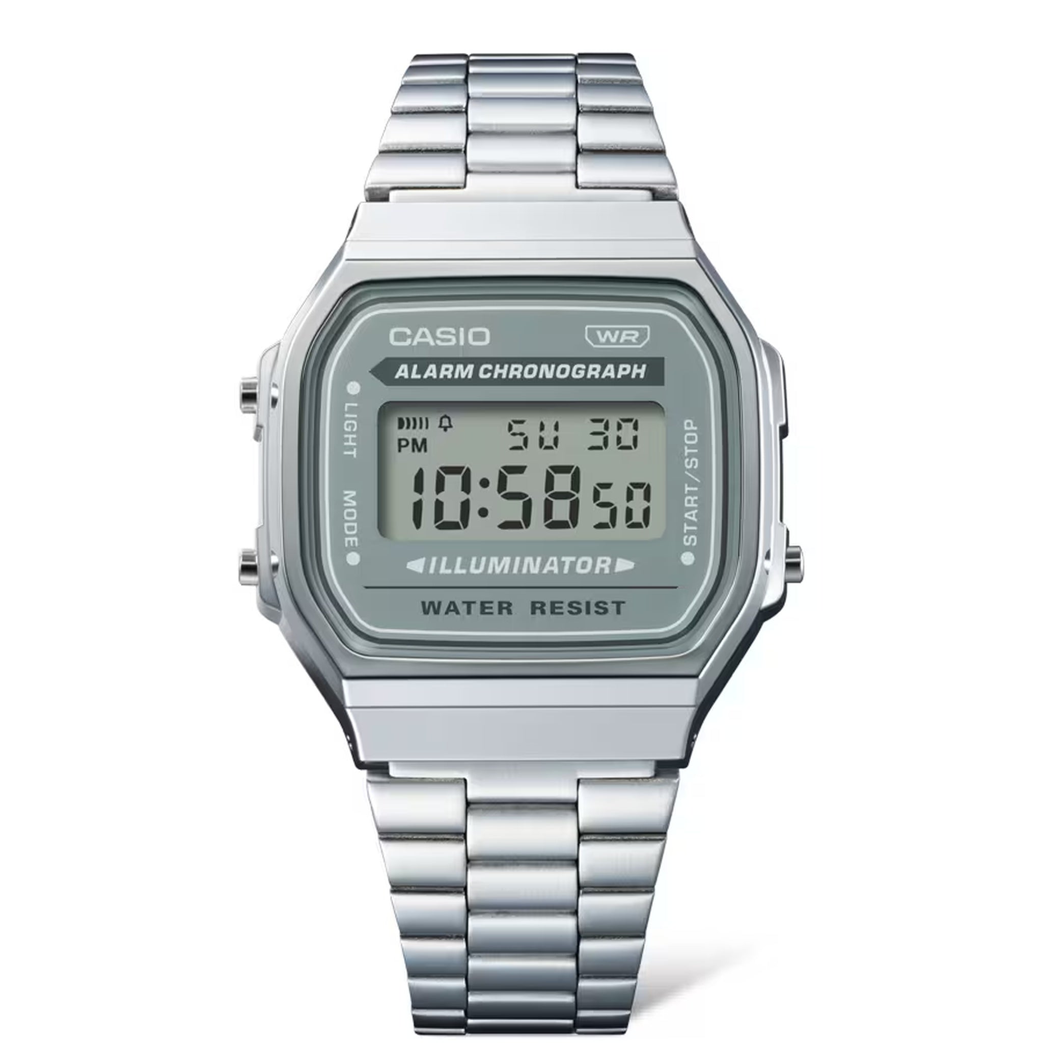 Montre Casio Mixte Vintage A168WA-3A Quartz Digitale Argent Gris