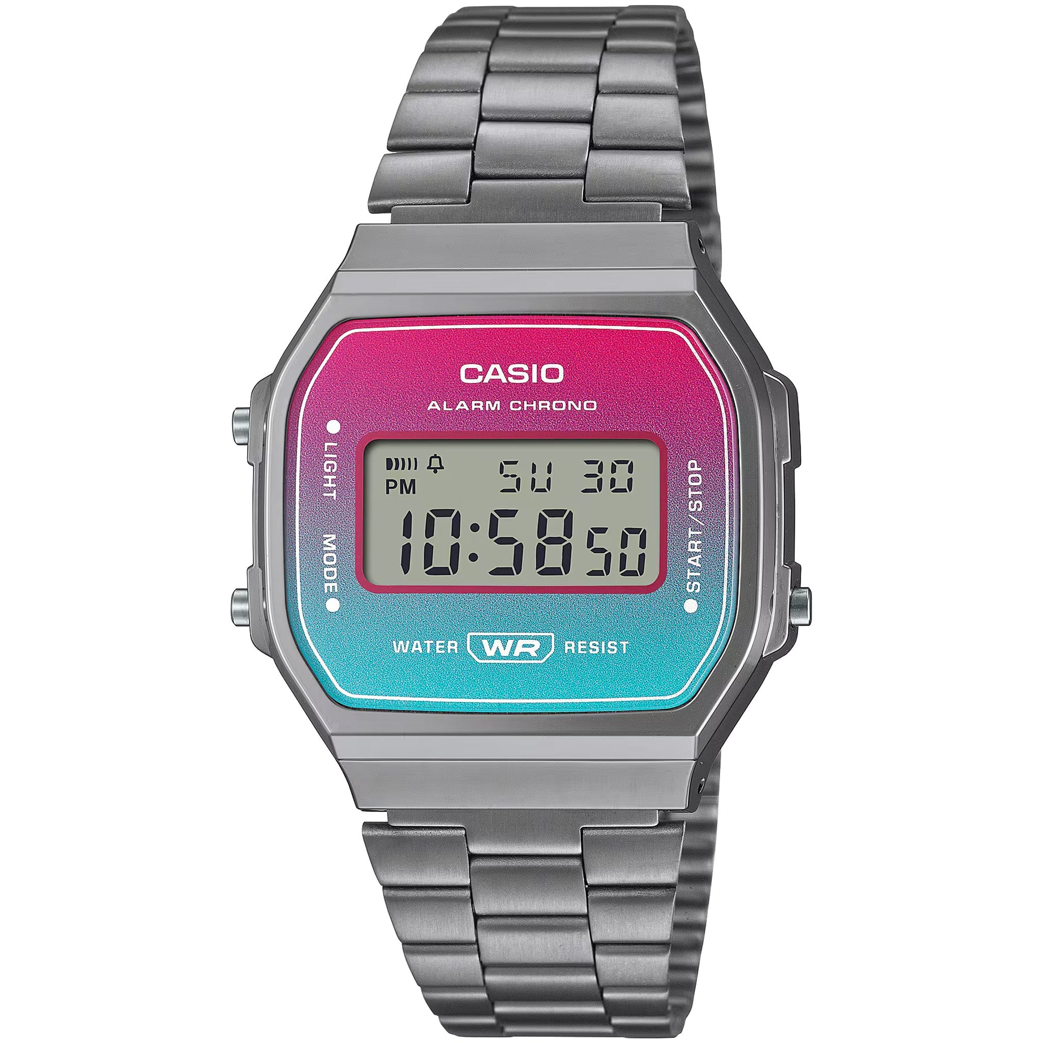 Montre Casio Mixte Vintage A168WERB-2A Quartz Digitale Argent Multicolore