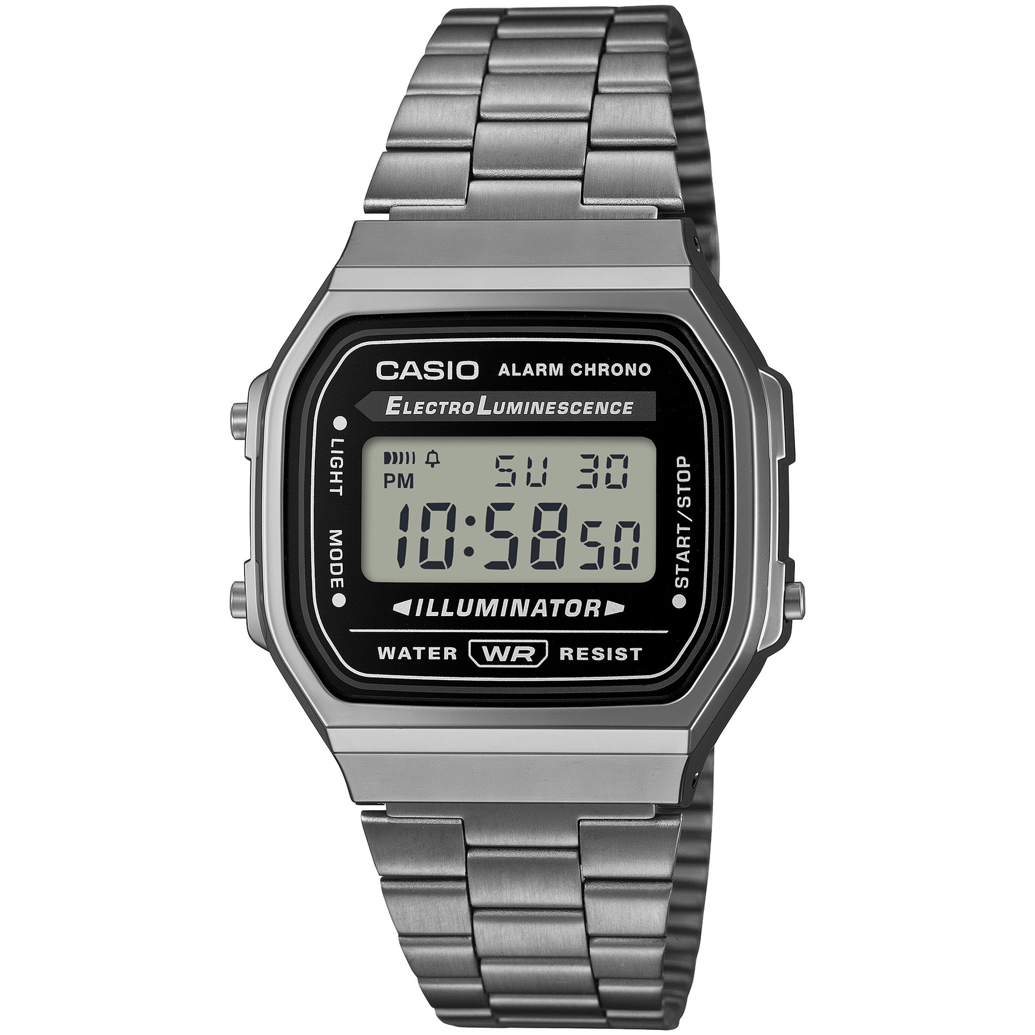 Montre Casio Mixte Vintage A168WGG-1A Quartz Digitale Argent Noir