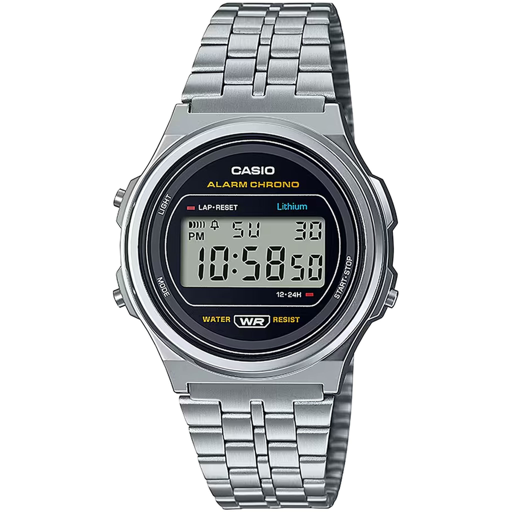 Montre Casio Mixte Vintage A171WE-1A Quartz Digitale Argent Noir