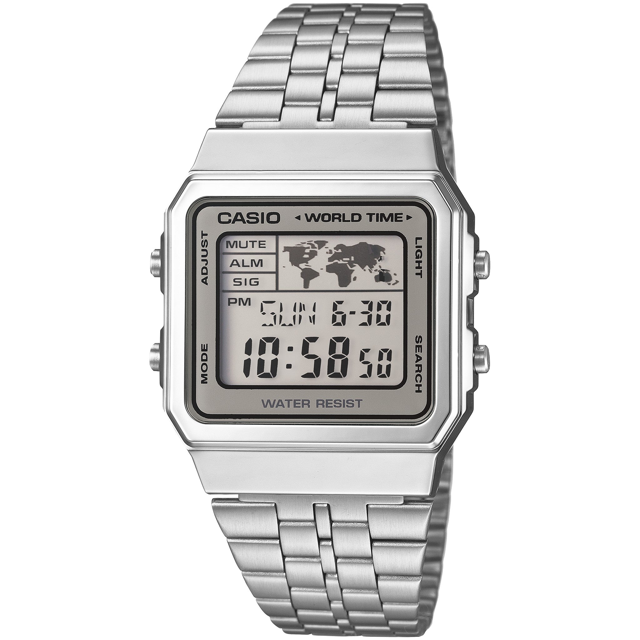 Montre Casio Mixte Vintage A500WA-7 Quartz Digitale Argent Gris