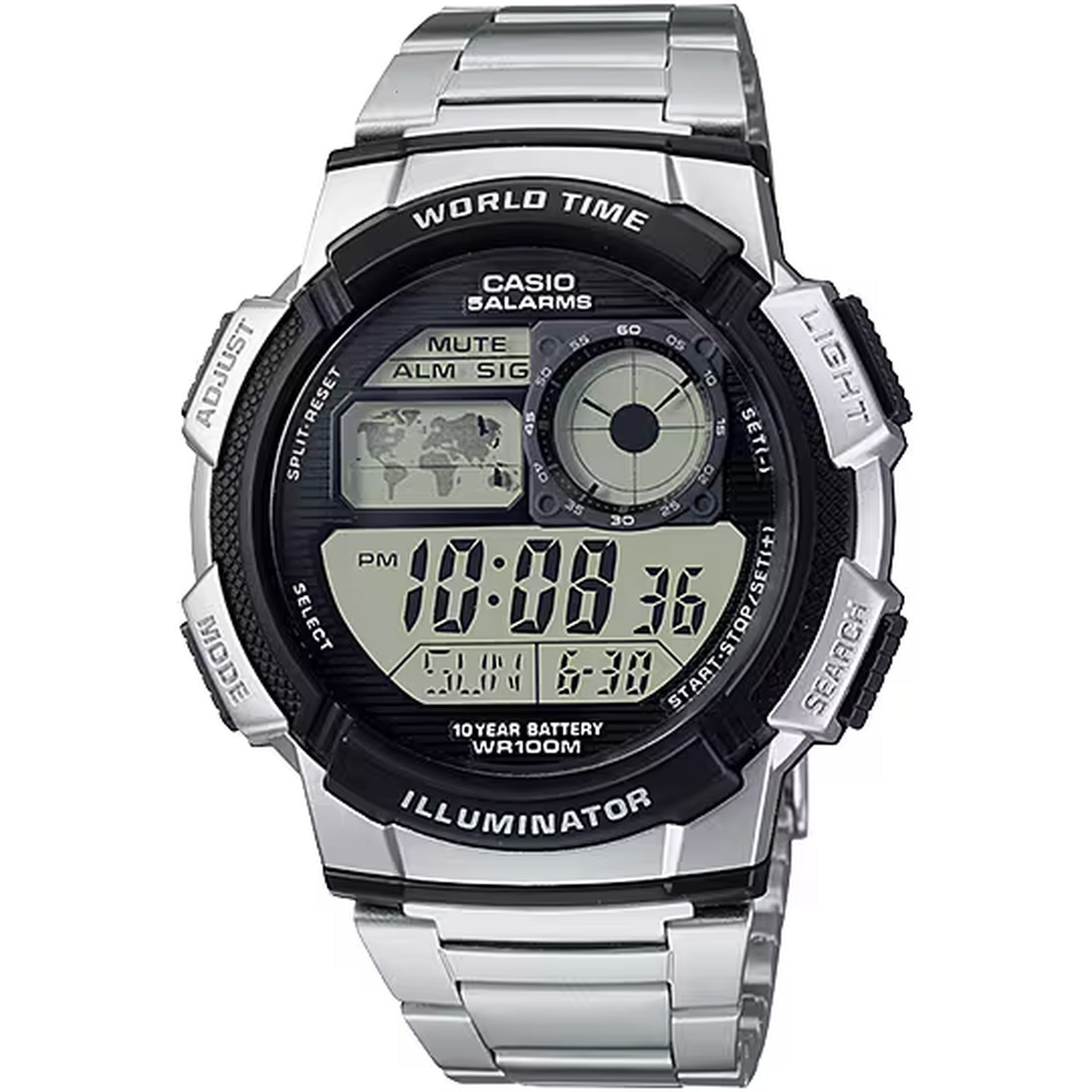 Montre Casio Homme AE-1000WD-1A Quartz Digitale Argent Noir