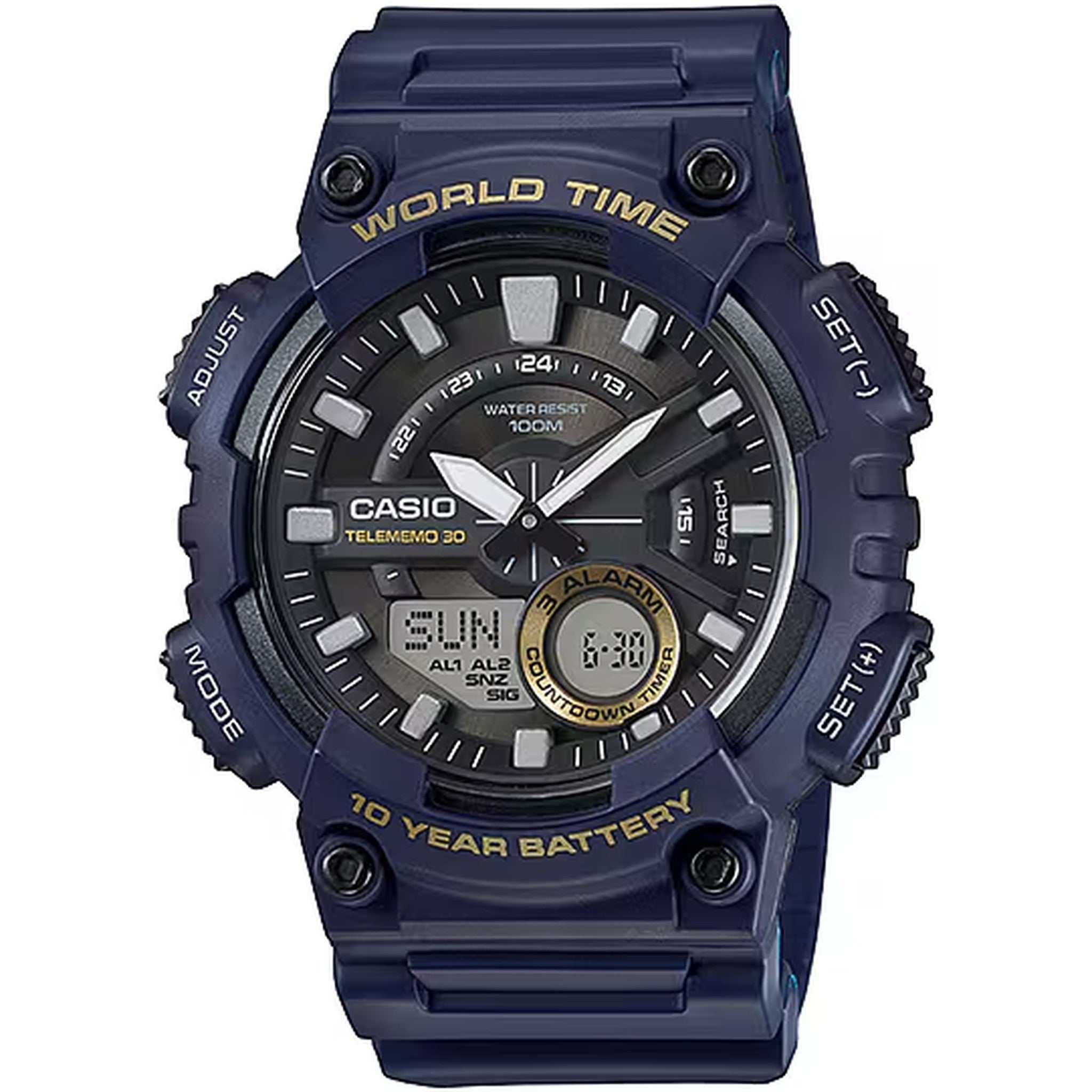 Montre Casio Homme AEQ-110W-2A Quartz Analogique / Digitale Bleu Noir