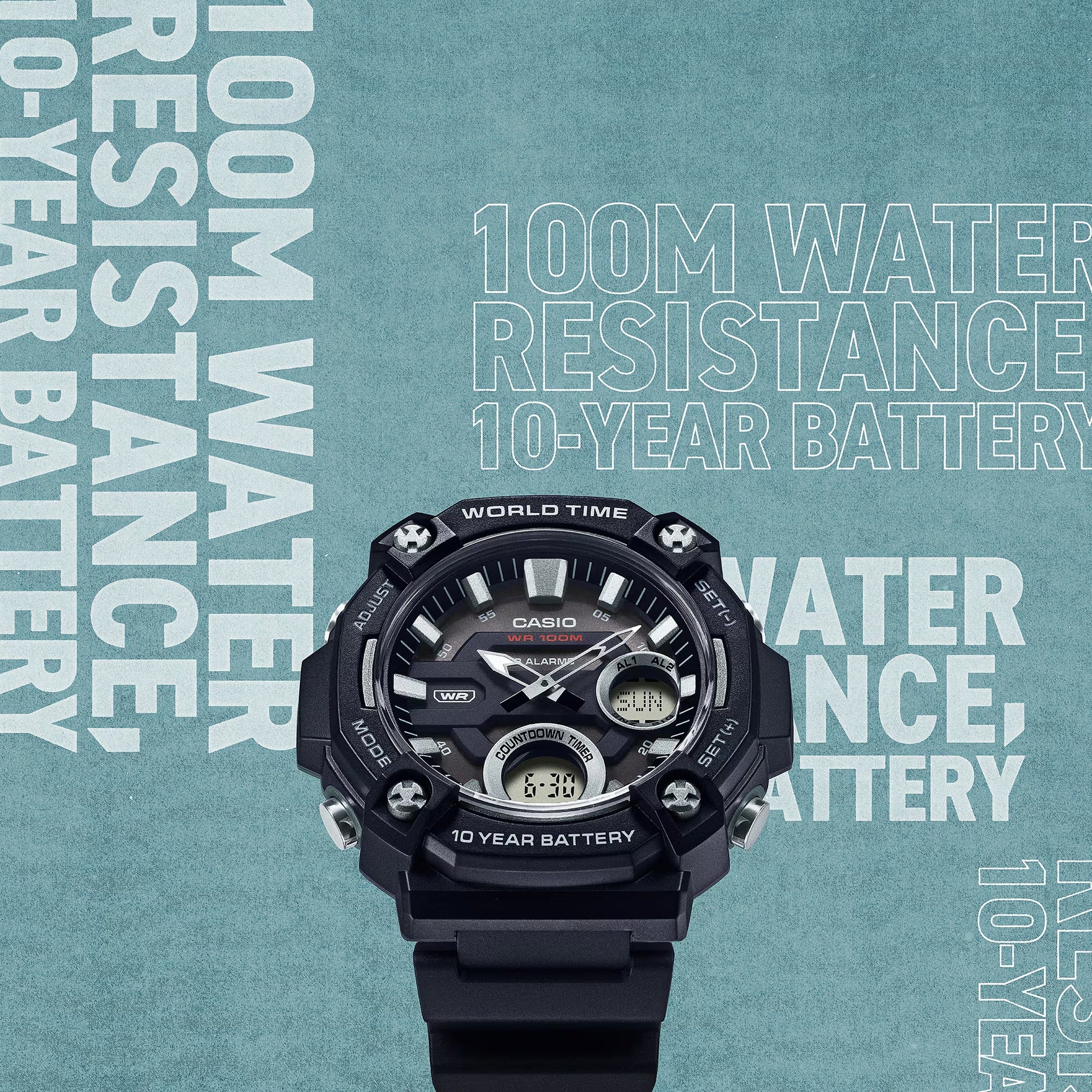 Montre Casio Homme AEQ-120W-1A Quartz Analogique / Digitale Noir