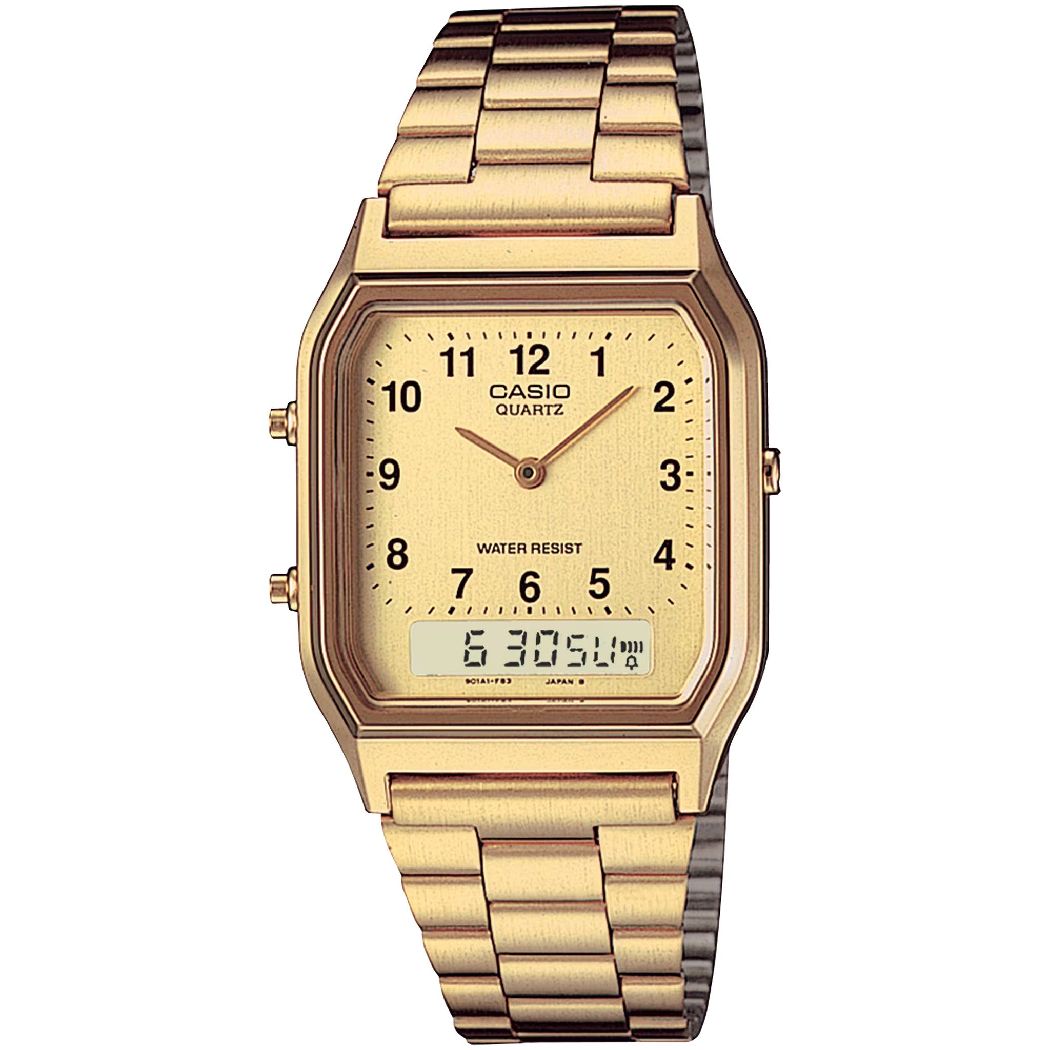 Montre Casio Mixte Vintage AQ-230GA-9B Quartz Analogique / Digitale Doré