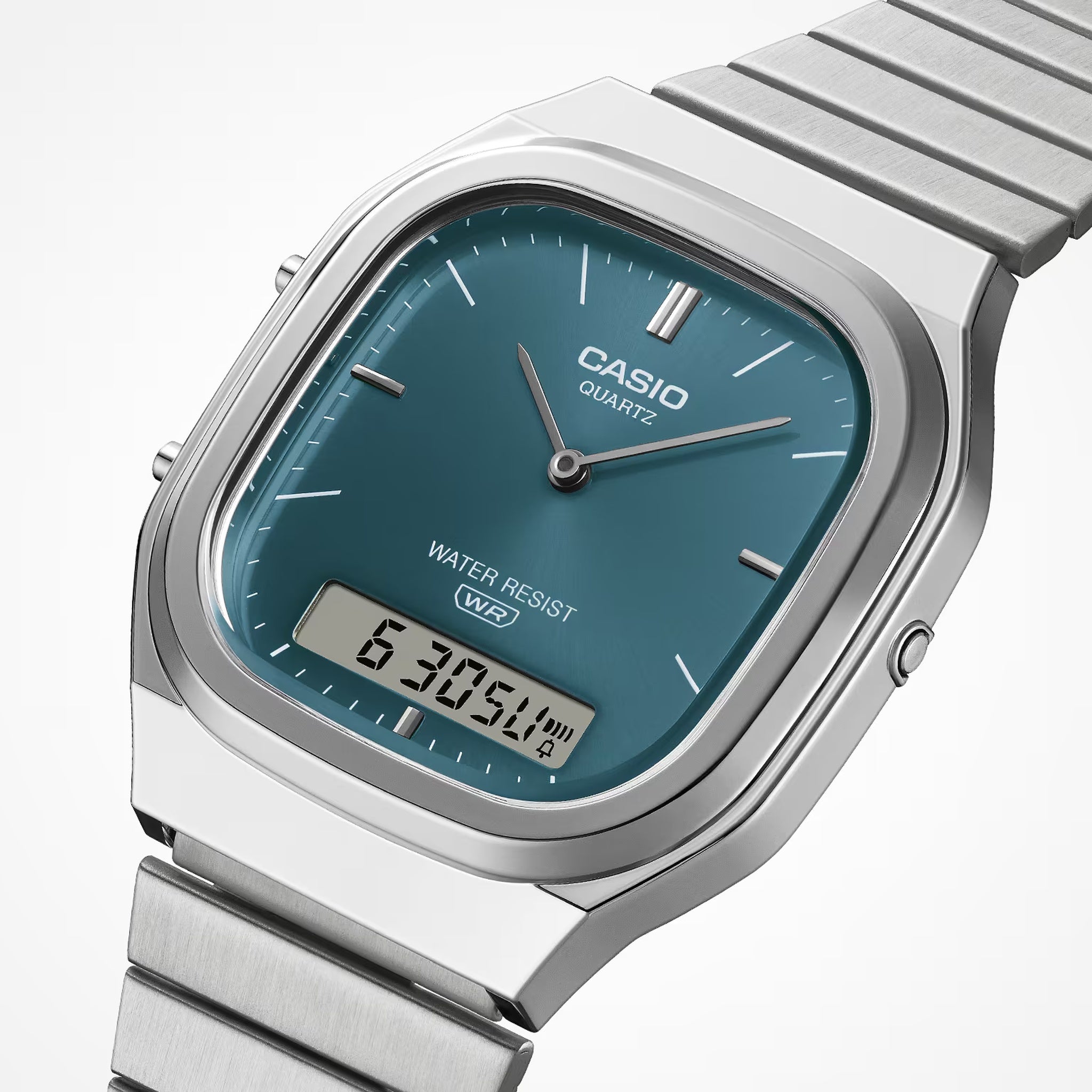 Montre Casio Mixte Vintage AQ-240E-3A Quartz Analogique / Digitale Argent Vert