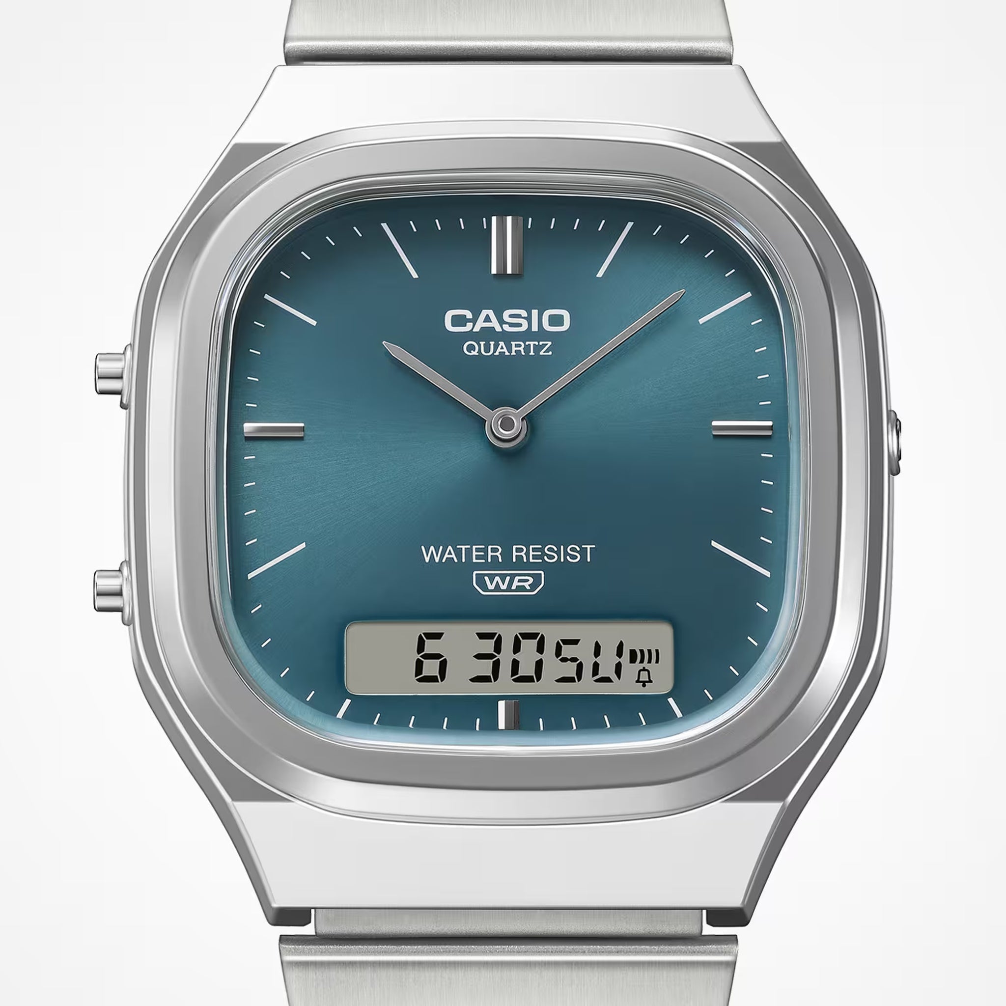 Montre Casio Mixte Vintage AQ-240E-3A Quartz Analogique / Digitale Argent Vert