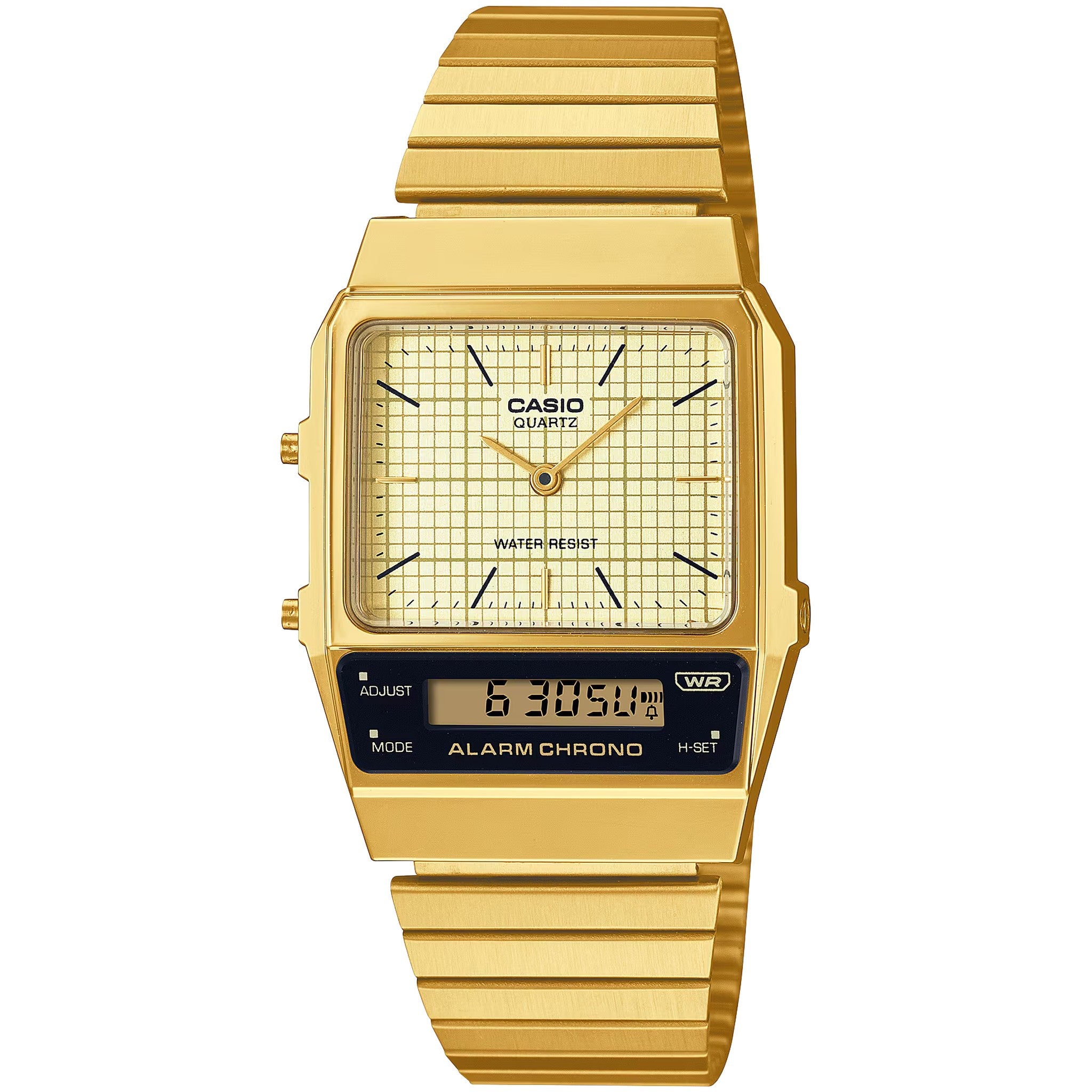 Montre Casio Mixte Vintage AQ-800EG-9A Quartz Analogique / Digitale Doré