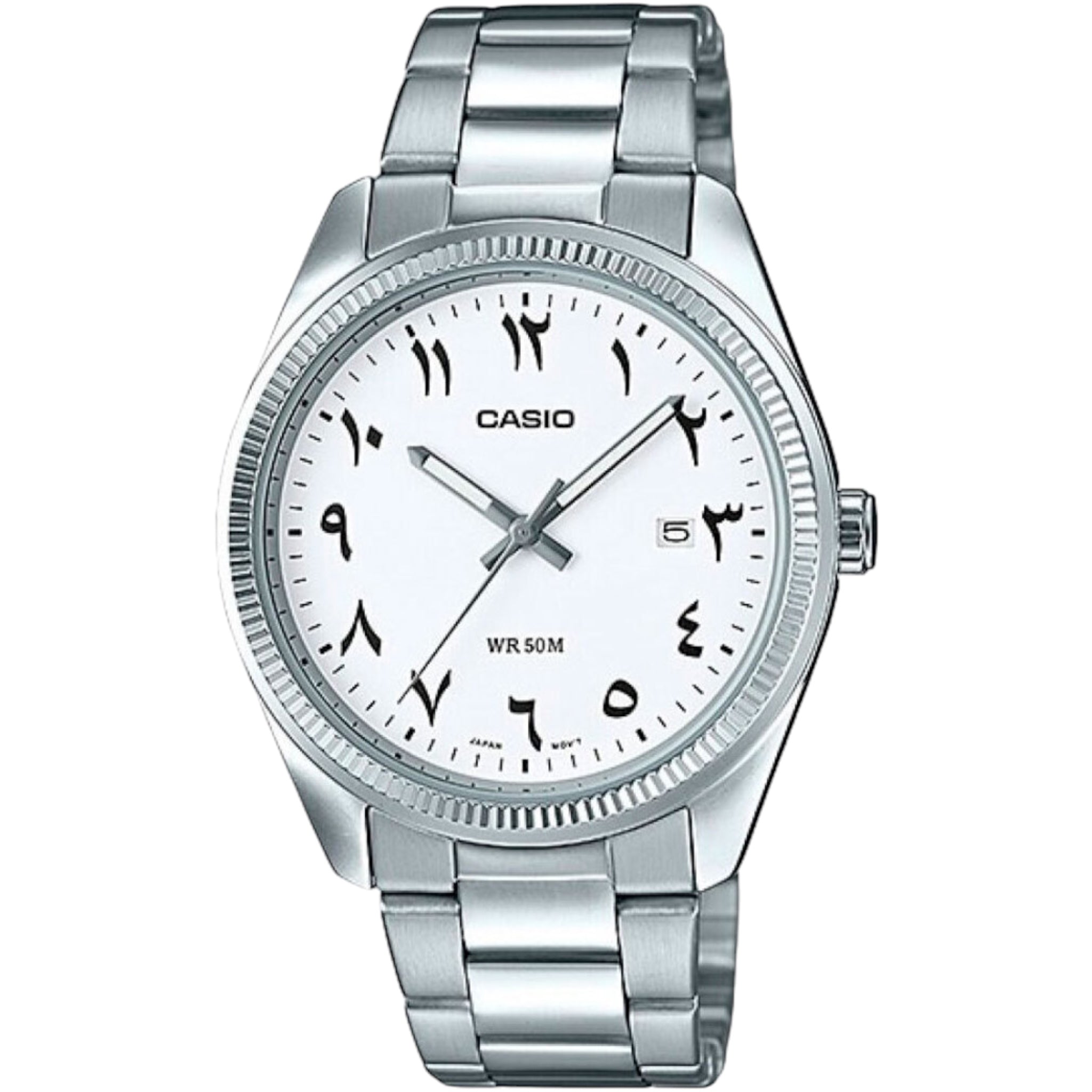 Casio Herrenuhr mit arabischem Zifferblatt MTP-1302D-7B3 Weiß