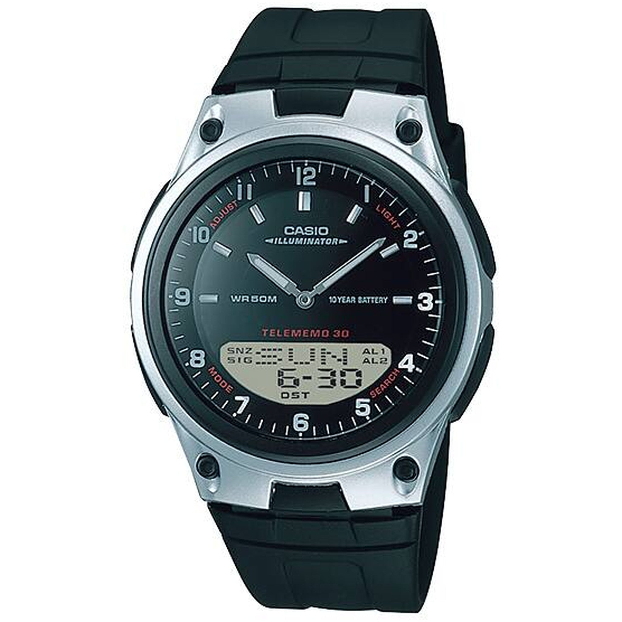 Montre Casio Homme AW-80-1A Quartz Analogique / Digitale Argent Noir