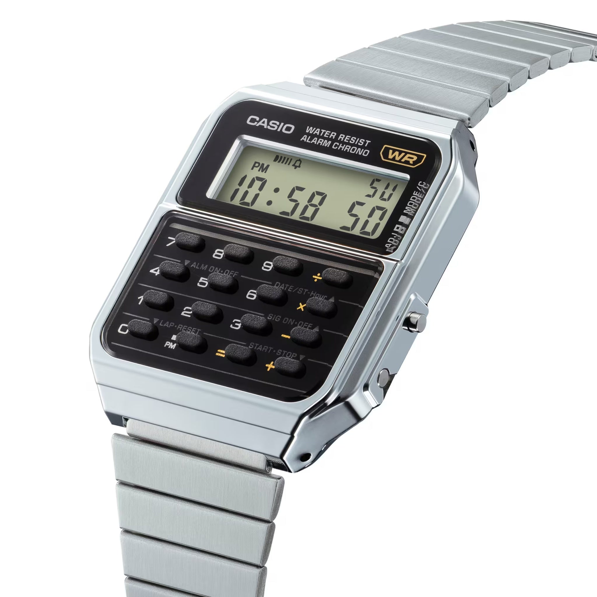 Montre Casio Mixte Vintage CA-500WE-1A Quartz Digitale Argent Noir
