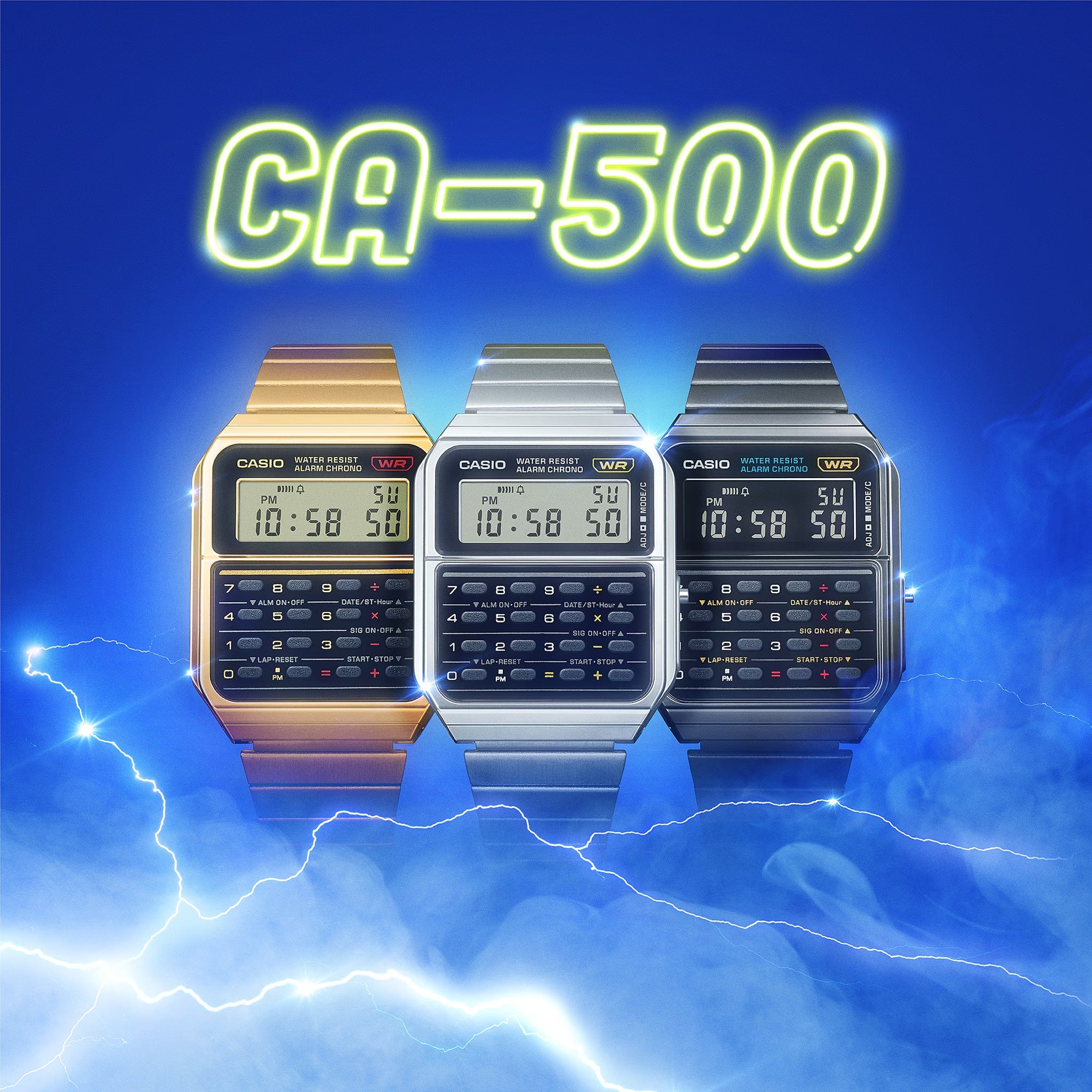 Montre Casio Mixte Vintage CA-500WEG-1A Quartz Digitale Doré Noir