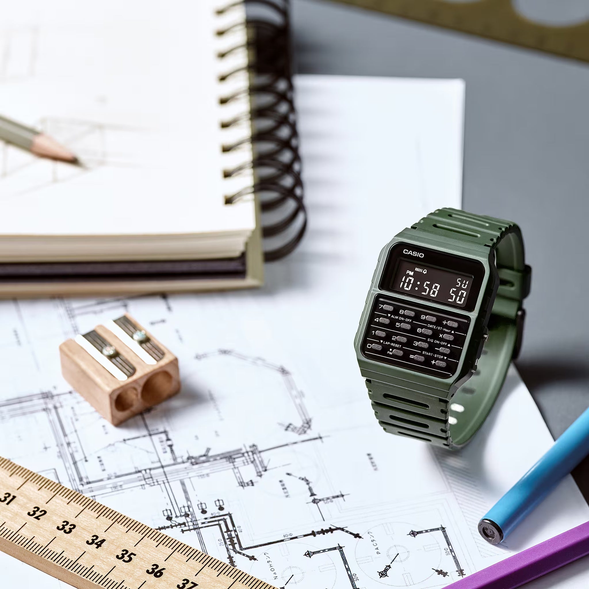 Montre Casio Homme CA-53WF-3B Quartz Digitale Vert Noir