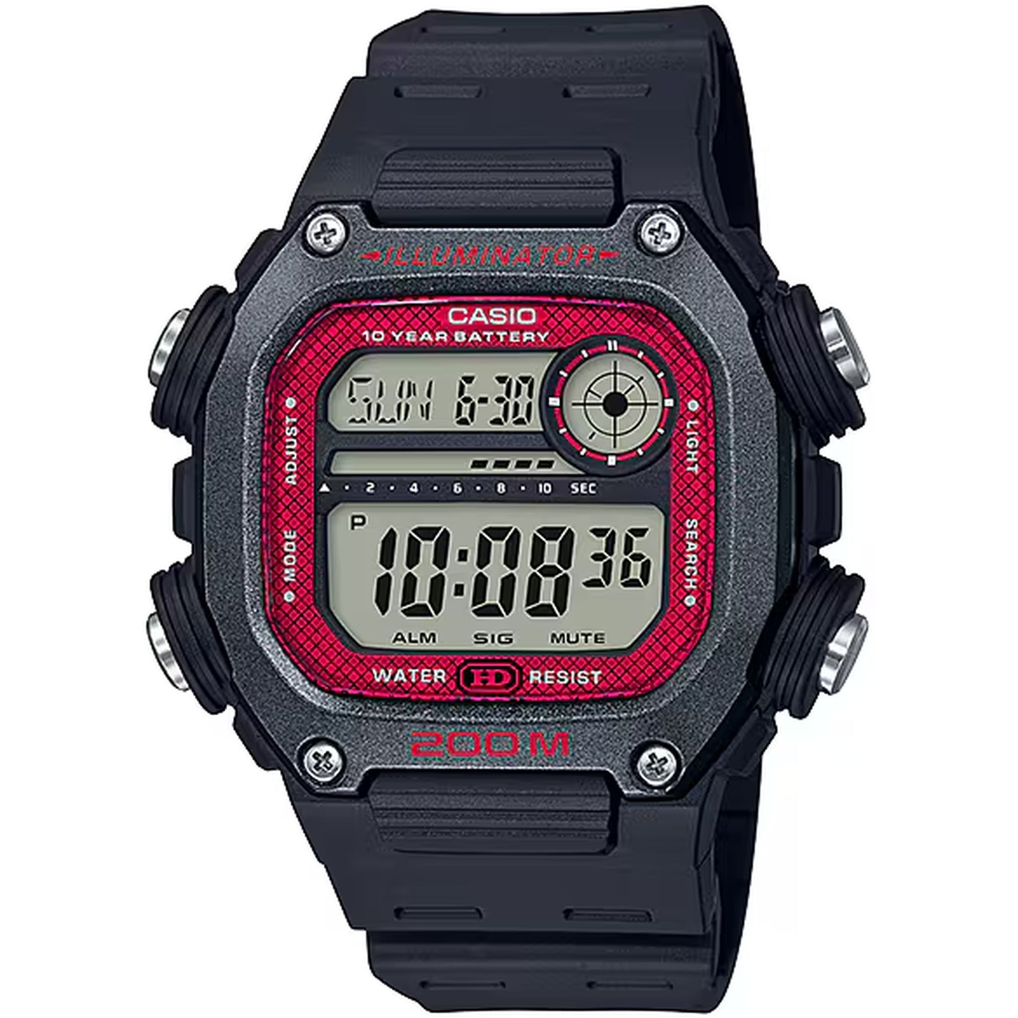 Montre Casio Homme DW-291H-1B Quartz Digitale Noir Rouge
