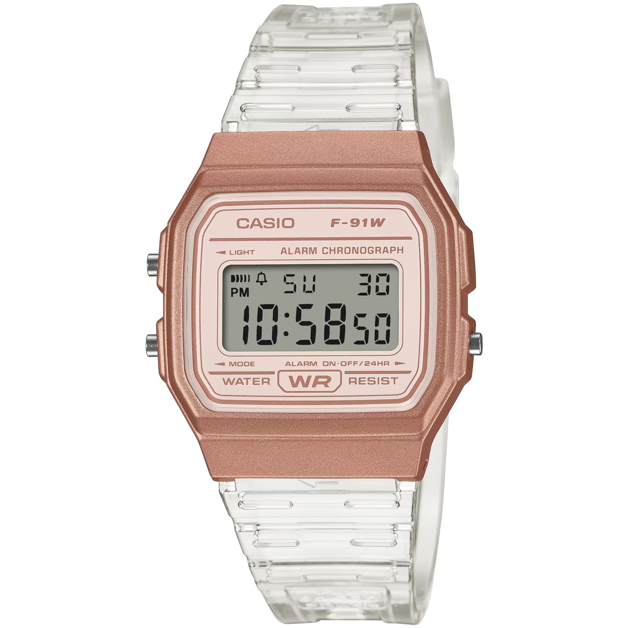 Casio Unisex F-91WS-7A3 Quartz Digital Watch White Rose Gold