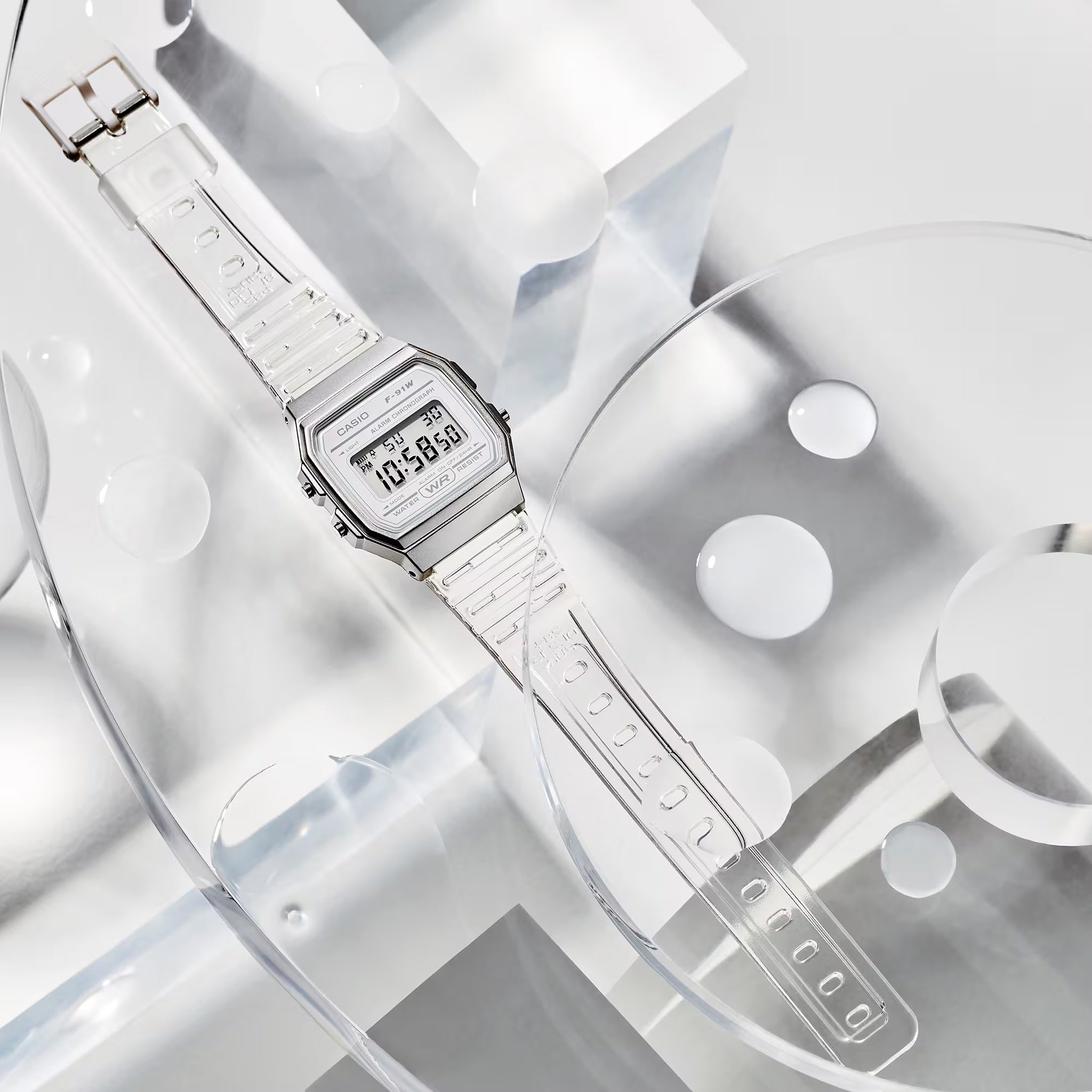 Montre Casio Mixte F-91WS-7 Quartz Digitale Argent Blanc