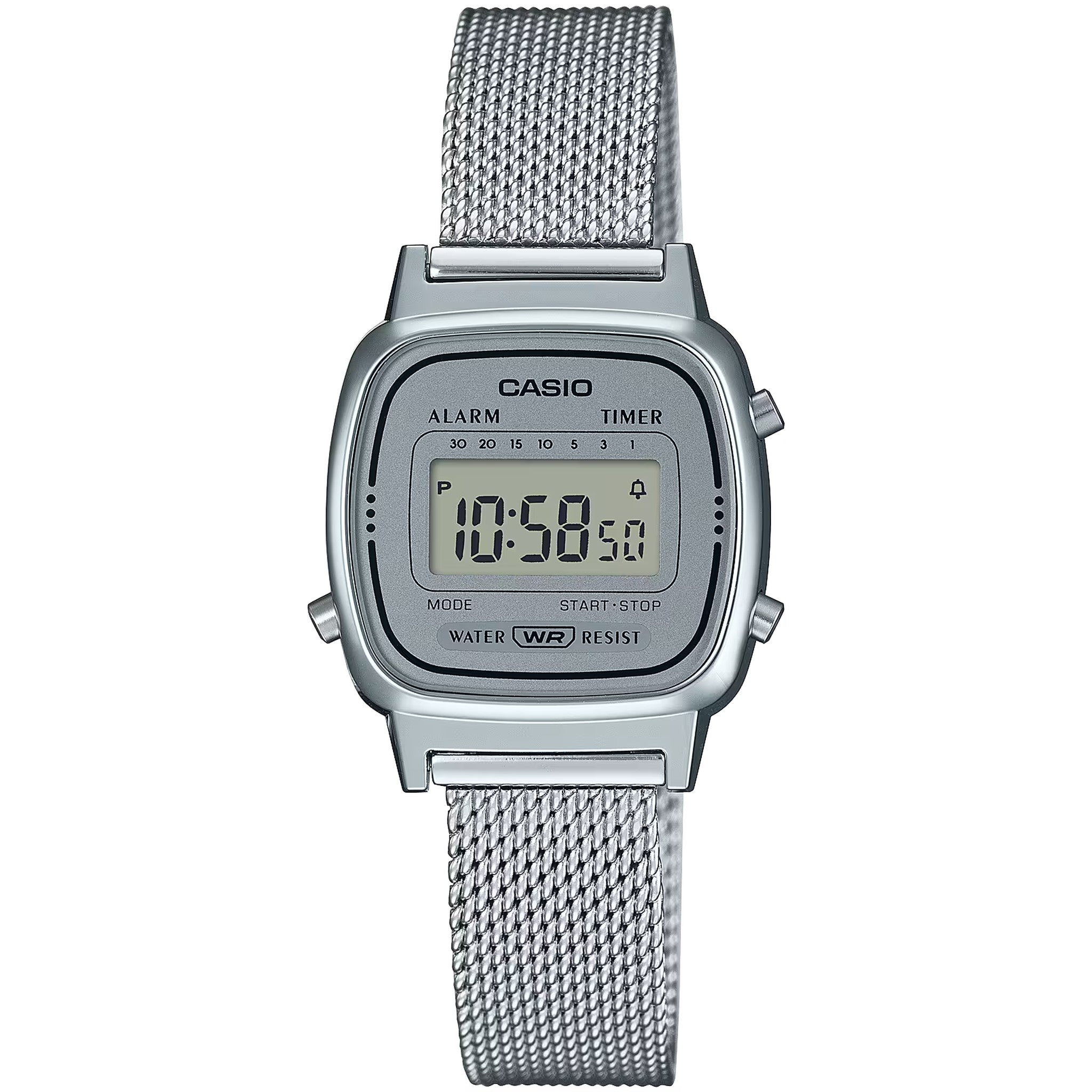 Montre Casio Femme Vintage LA670WEM-7D Quartz Digitale Argent Gris