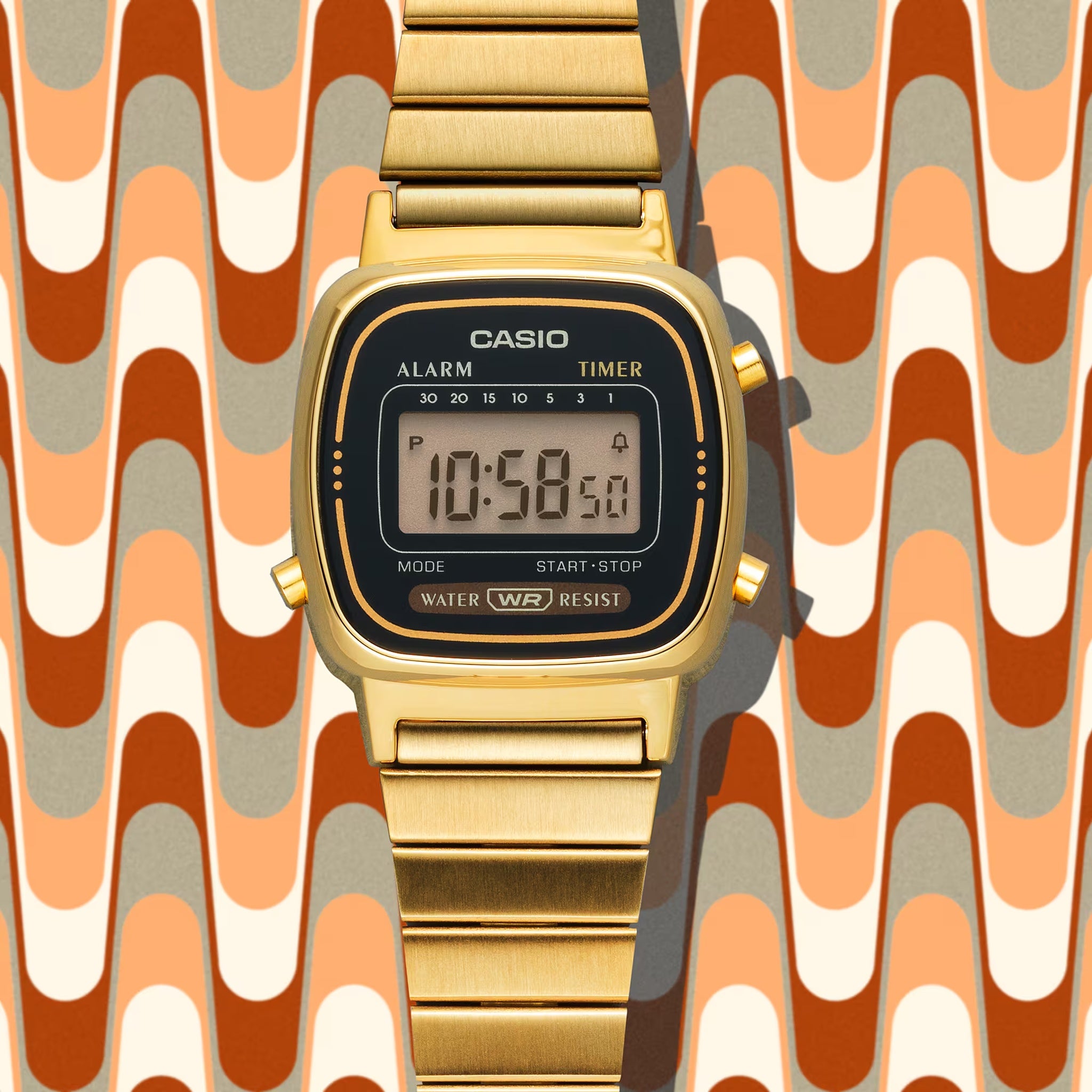 Montre Casio Femme Vintage LA670WGA-1D Quartz Digitale Doré Noir
