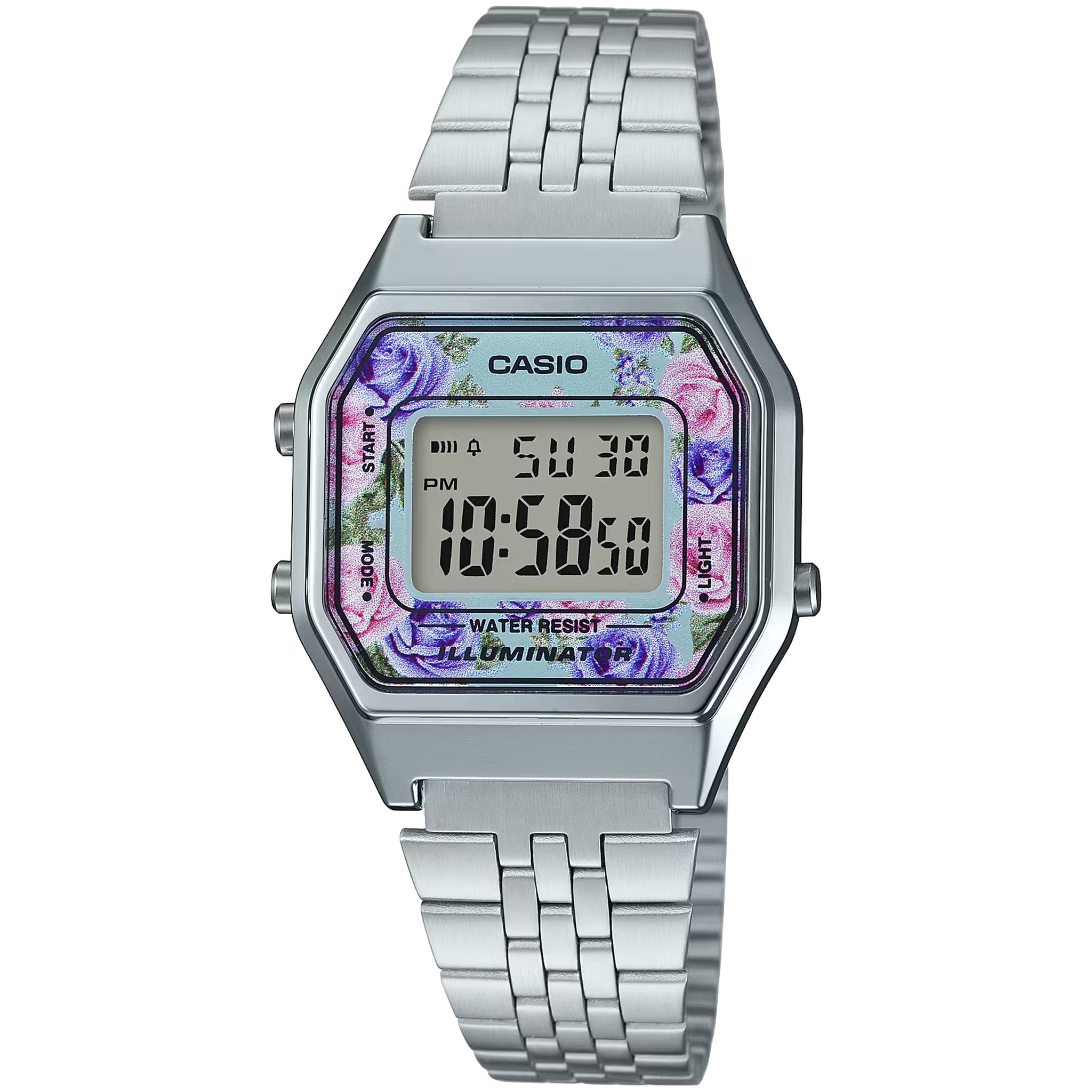 Montre Casio Femme Vintage LA680WA-2C Quartz Digitale Argent Multicolore