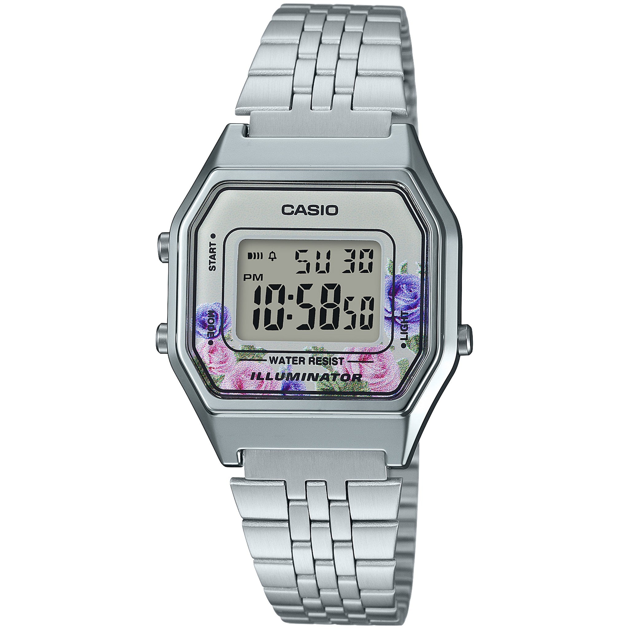 Montre Casio Femme Vintage LA680WA-4C Quartz Digitale Argent Multicolore