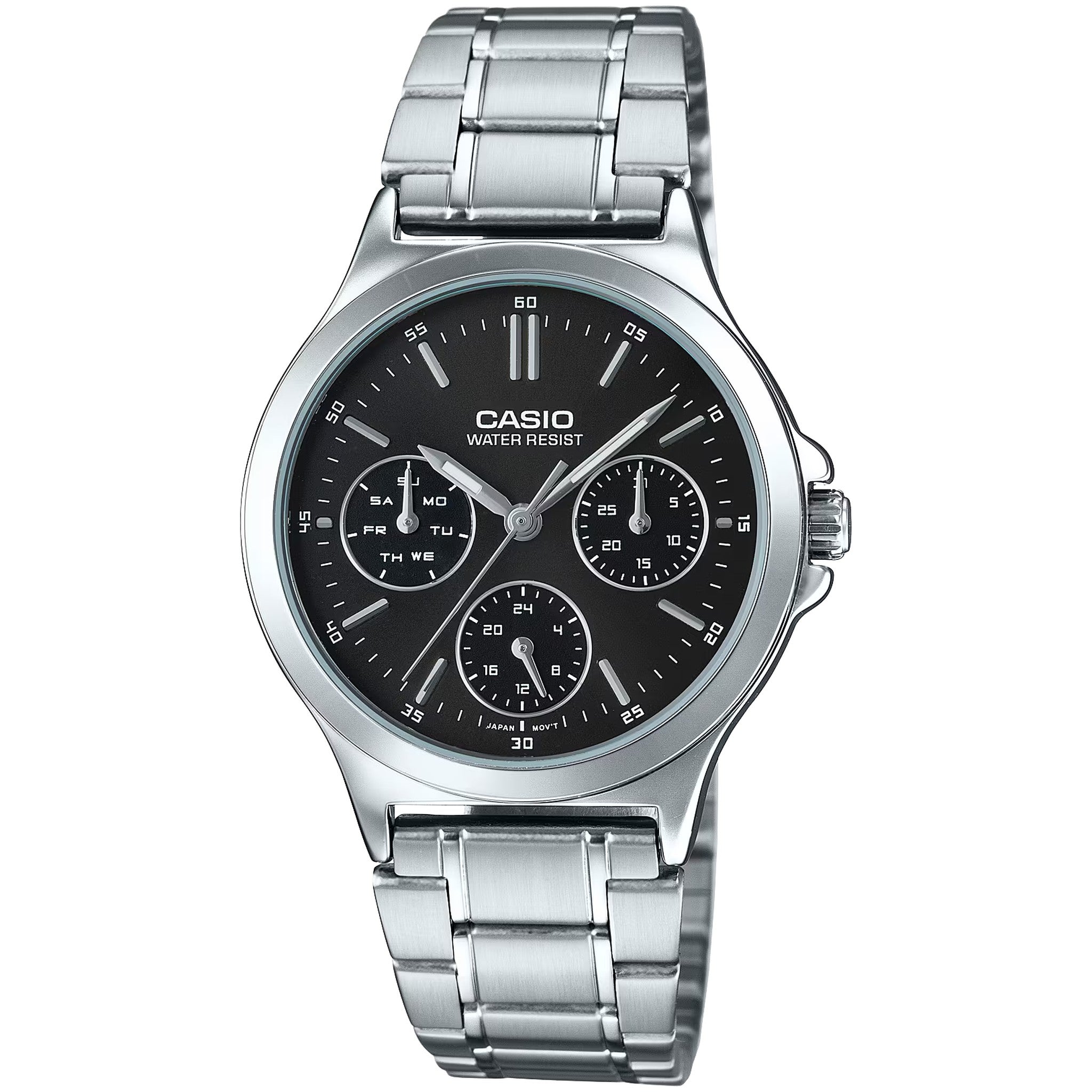 Casio Damenarmbanduhr LTP-V300D-1A Quarz Analog Silber Schwarz