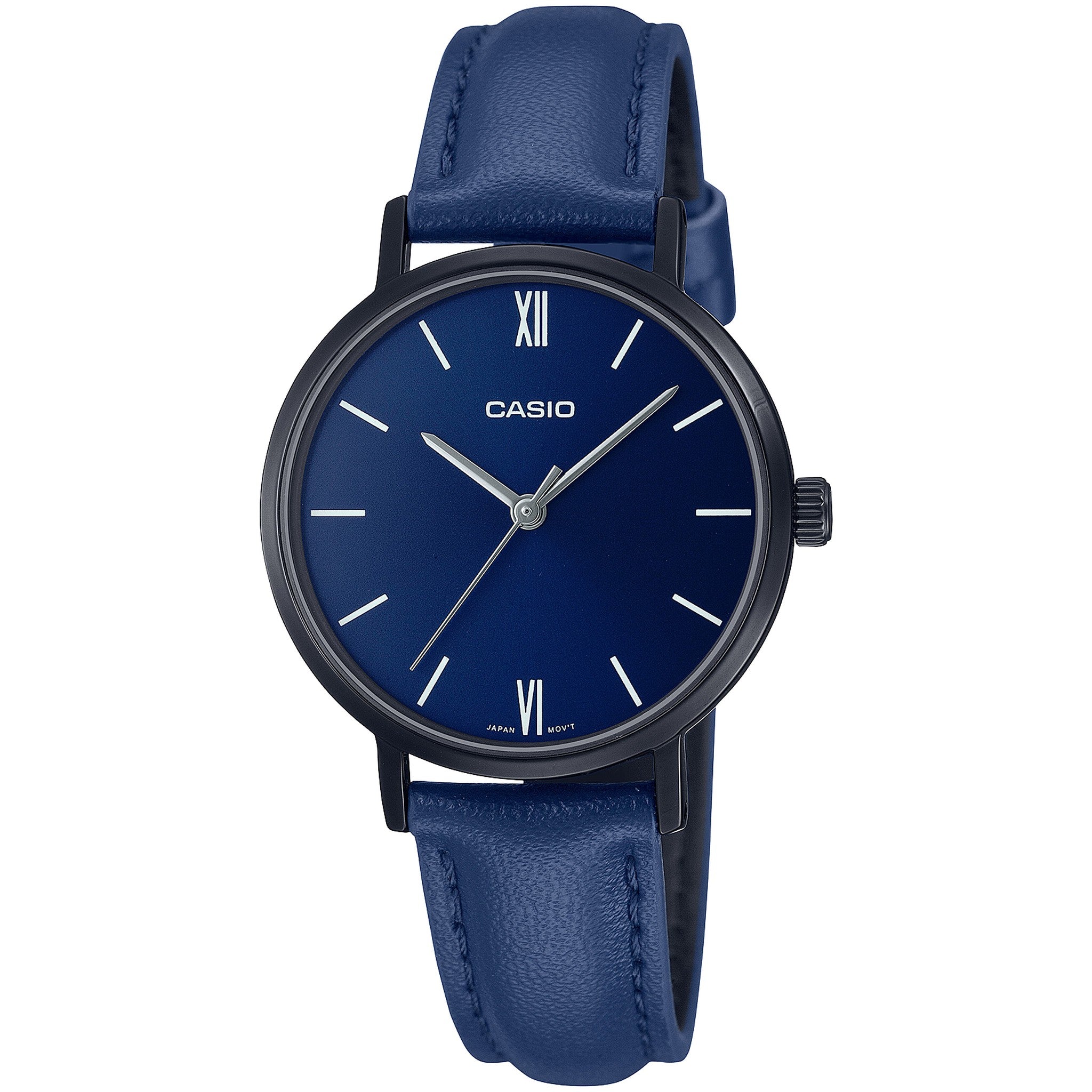 Casio Damenarmbanduhr LTP-VT02BL-2A Quarz Analog Schwarz Blau