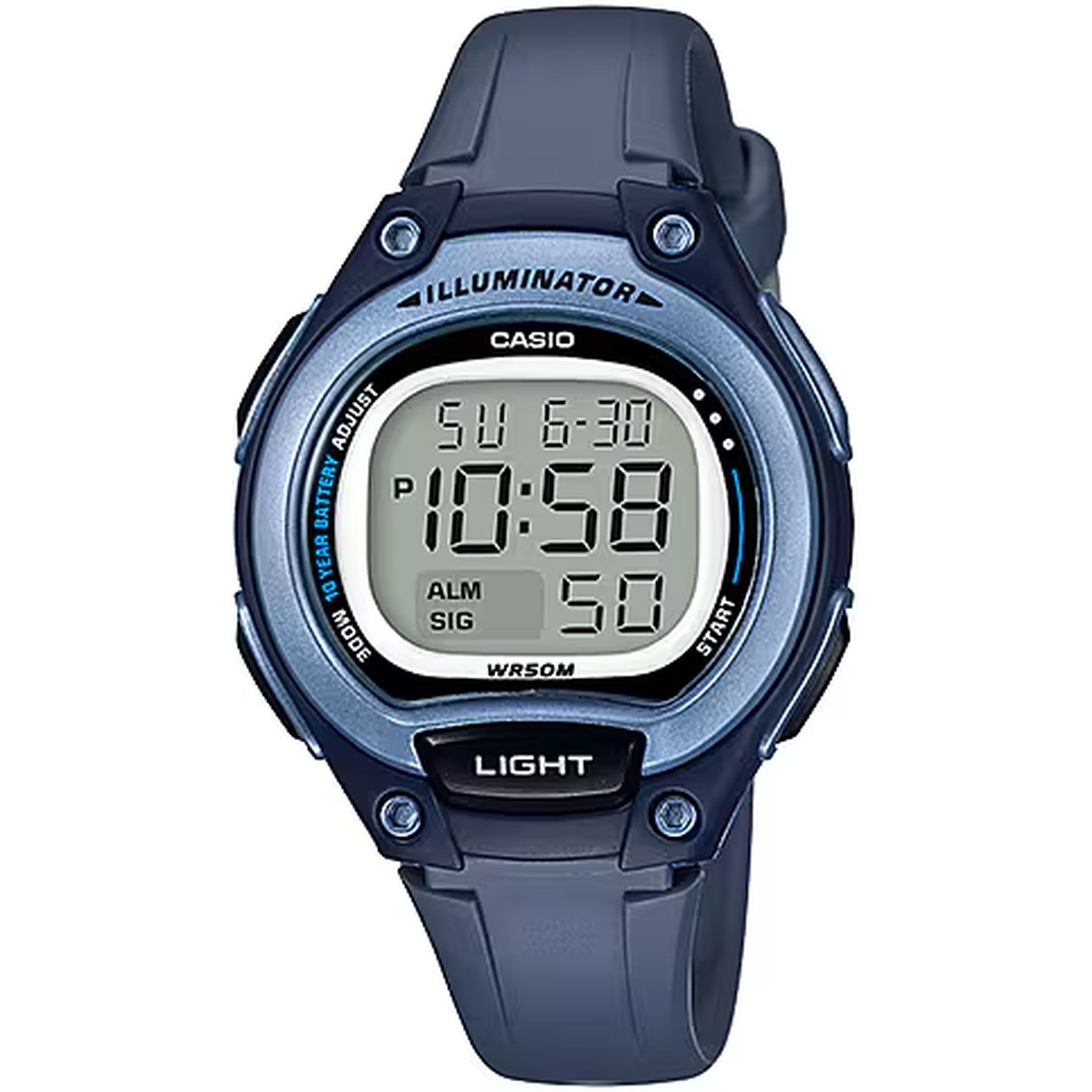 Casio Damenarmbanduhr LW-203-2A Quarz Digital Schwarz Blau