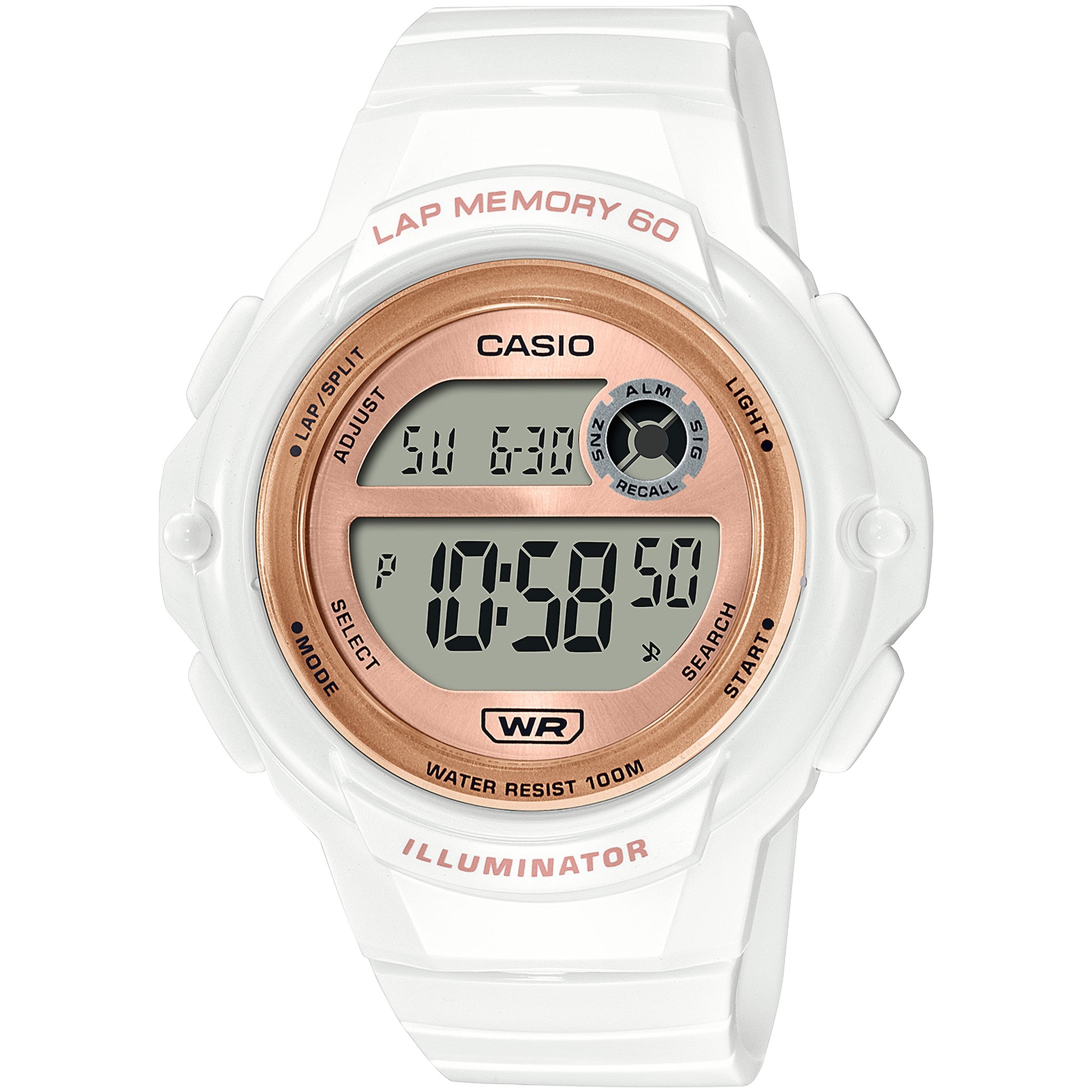 Casio Damenarmbanduhr LWS-1200H-7A2 Quarz Digital Weiß Rosé