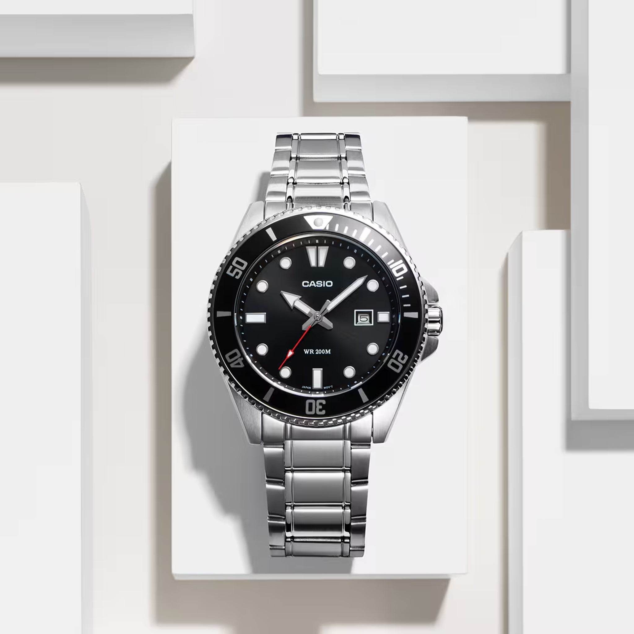 Casio Herrenuhr MDV-107D-1A1 Quarz Analog Silber Schwarz