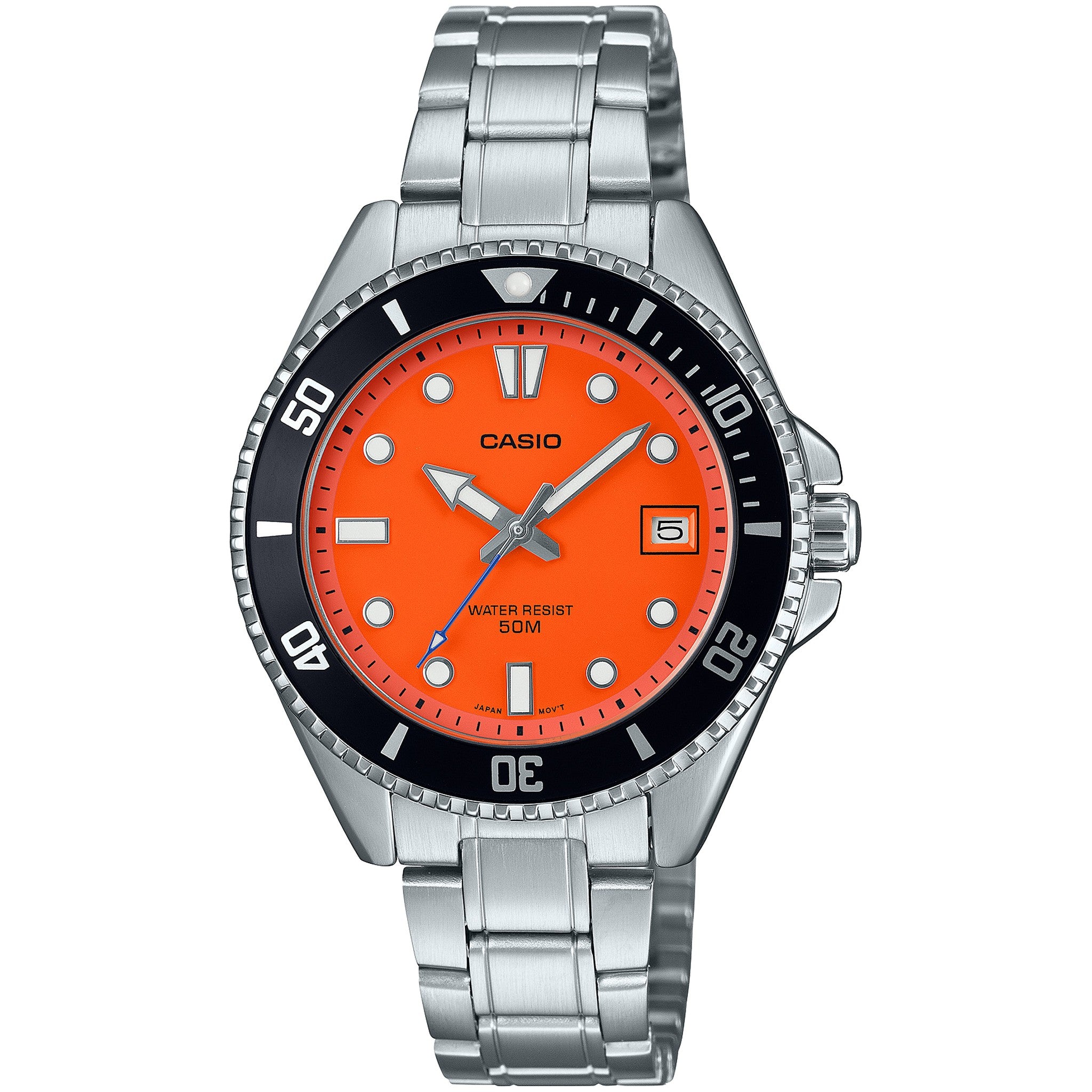 Casio Herrenuhr MDV-10D-4A1 Quarz Analog Silber Orange