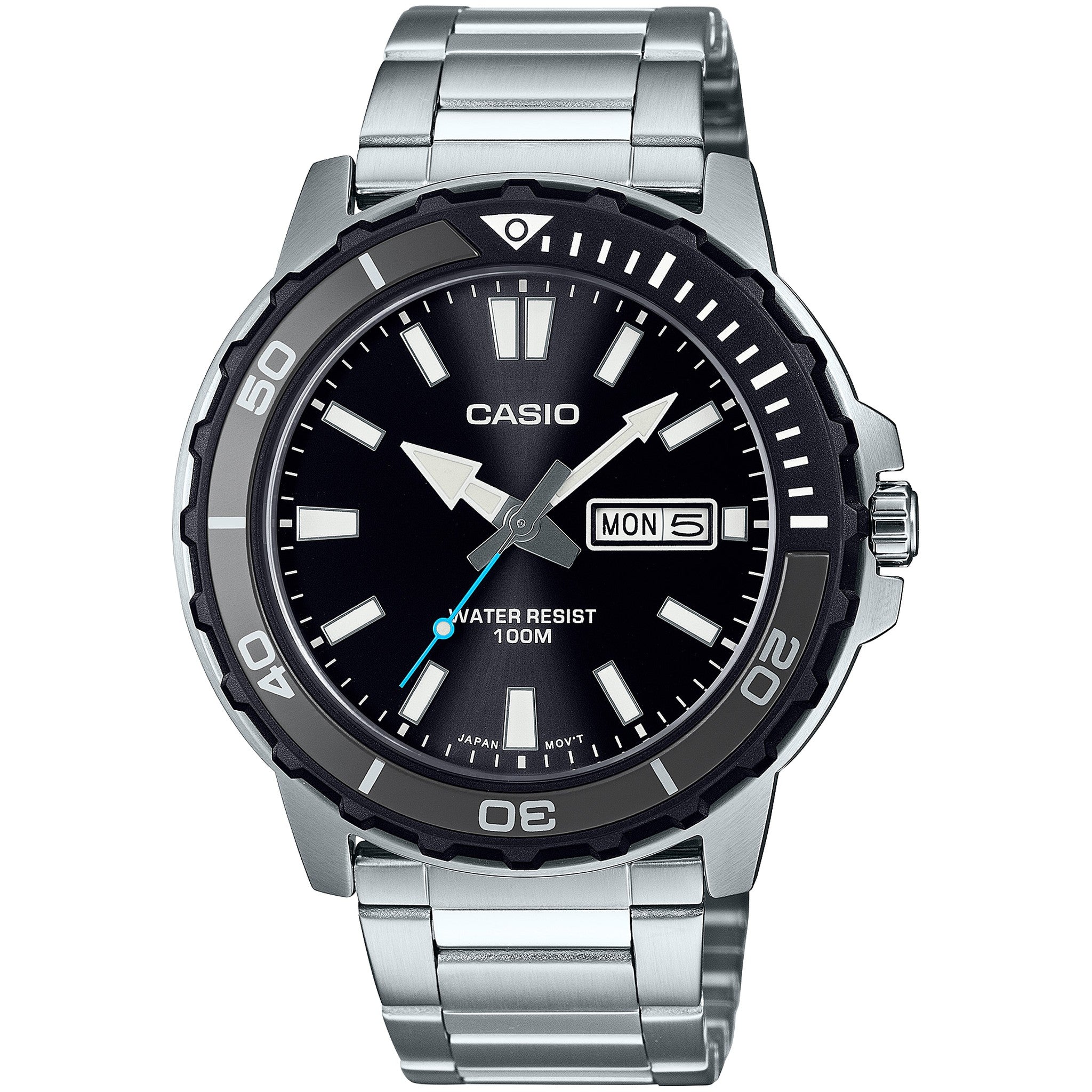 Casio Herrenuhr MTD-125D-1A3 Quarz Analog Silber Schwarz