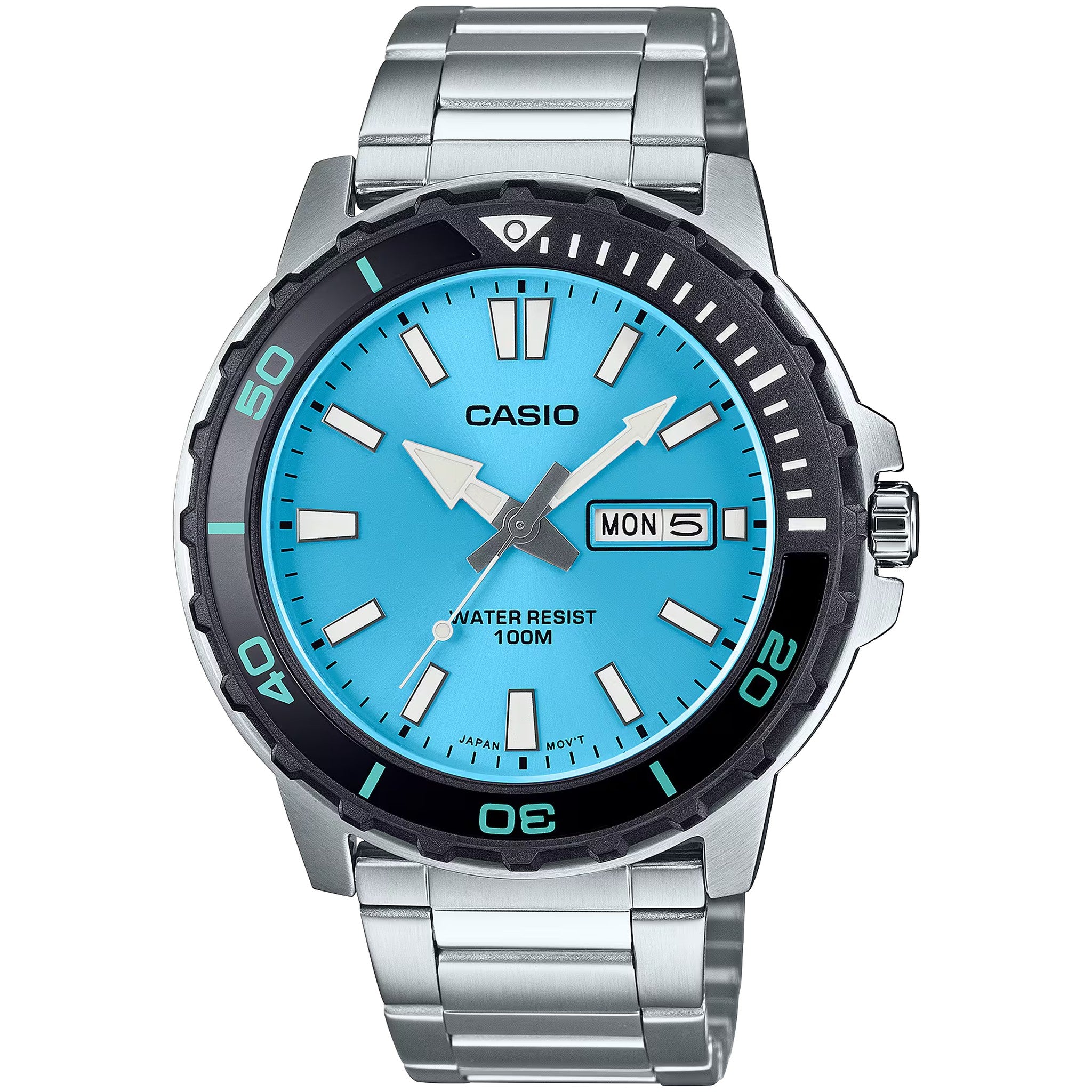 Casio Herrenuhr MTD-125D-2A3 Quarz Analog Silber Blau