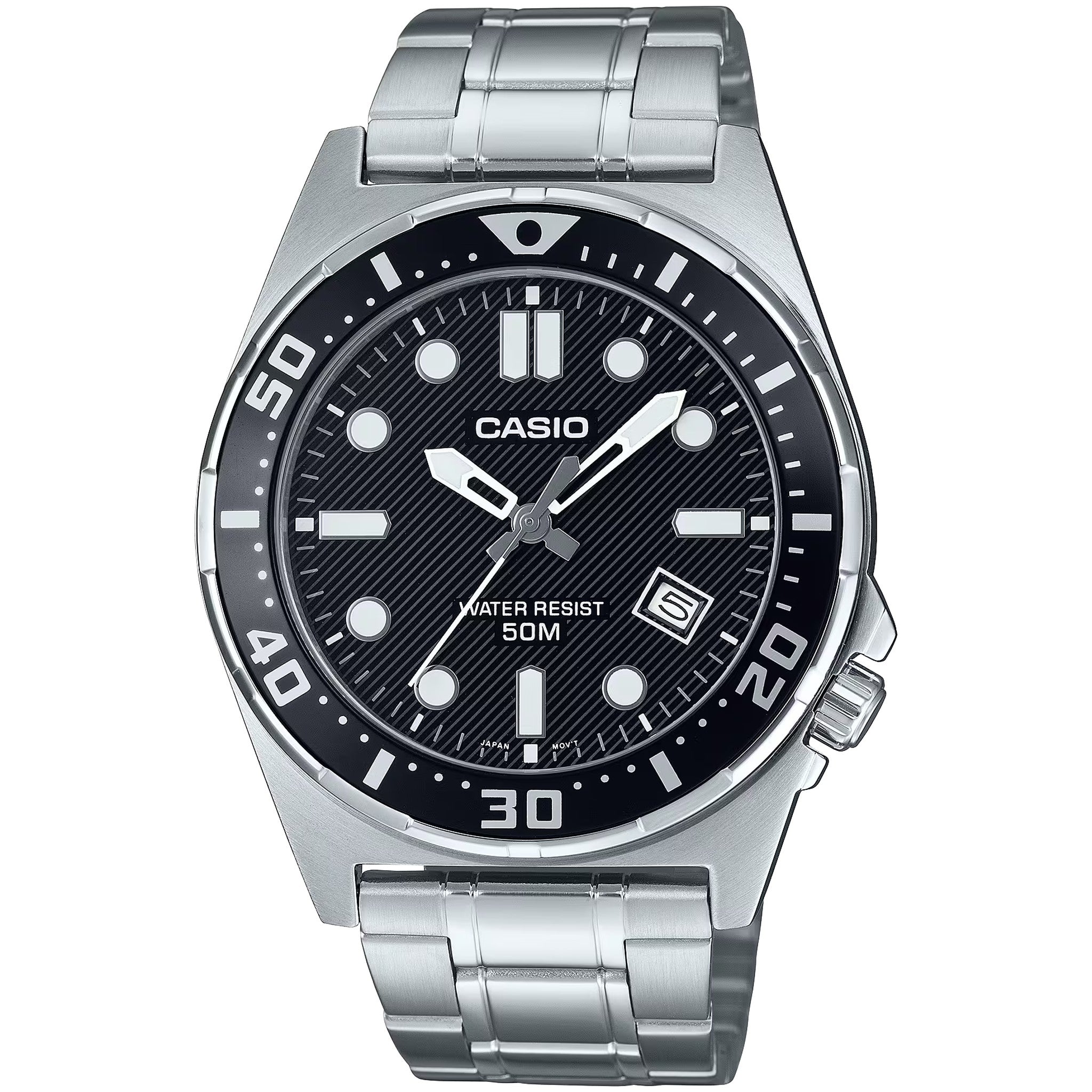 Casio Herrenuhr MTD-135D-1A Quarz Analog Silber Schwarz