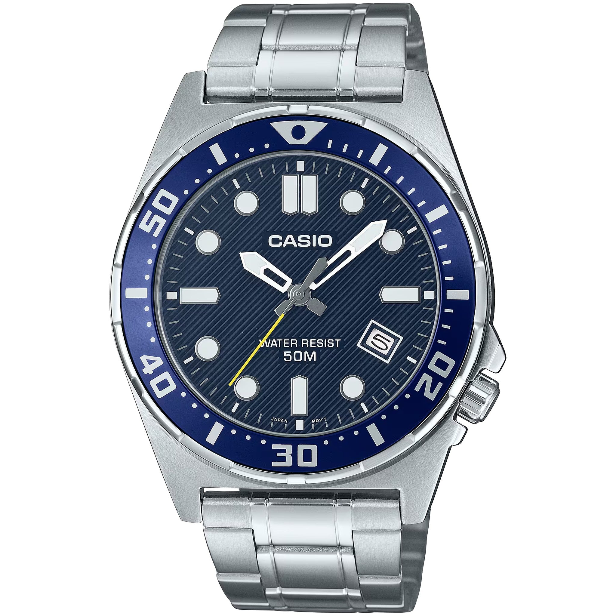 Casio Herrenuhr MTD-135D-2A Quarz Analog Silber Blau