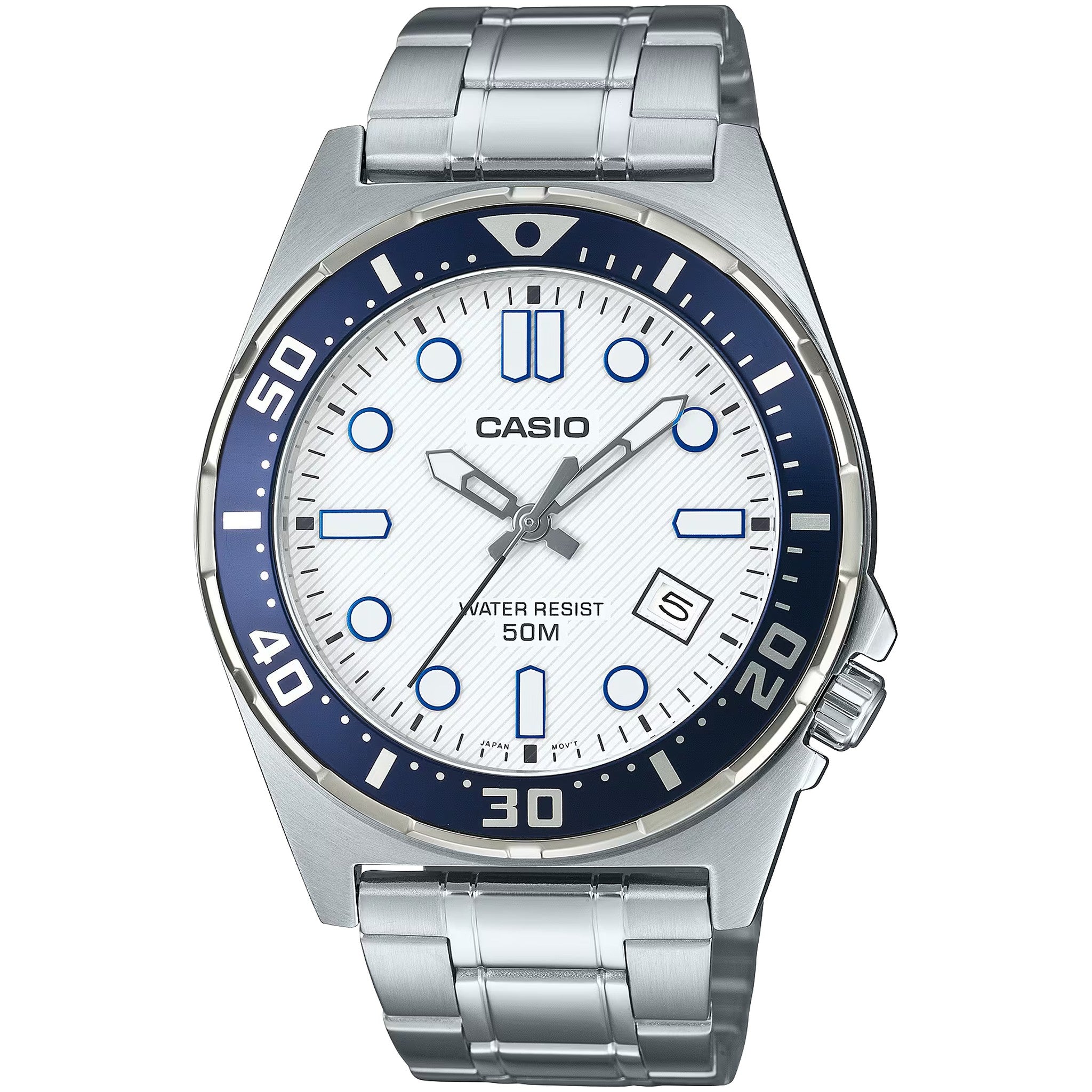 Casio Herrenuhr MTD-135D-7A Quarz Analog Silber Weiß
